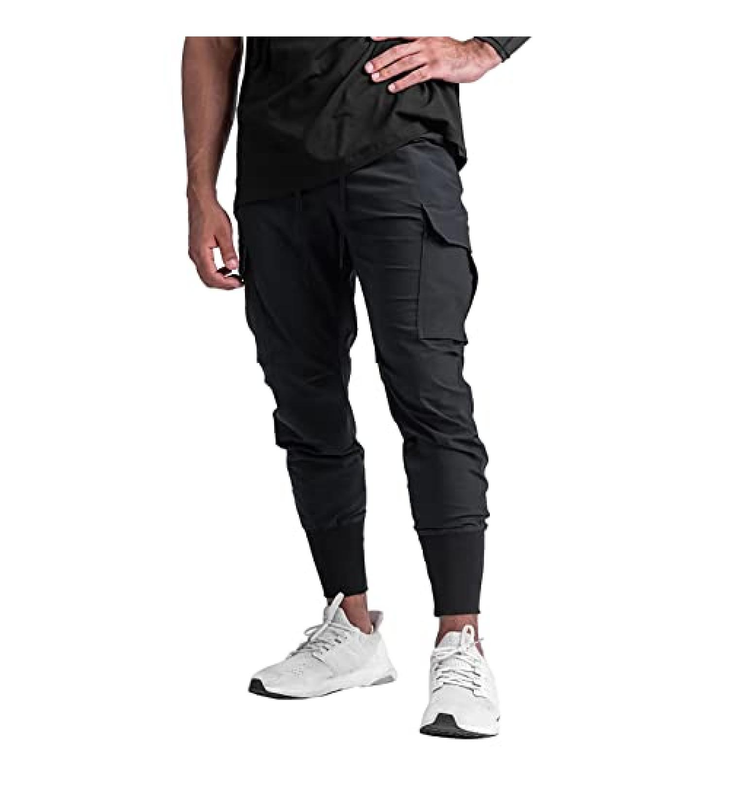 ZACAGO Men's Lightweight Cargo High Rib Jogger Slim Fit Pants - Large Black - Buy Online on GoSupps.com