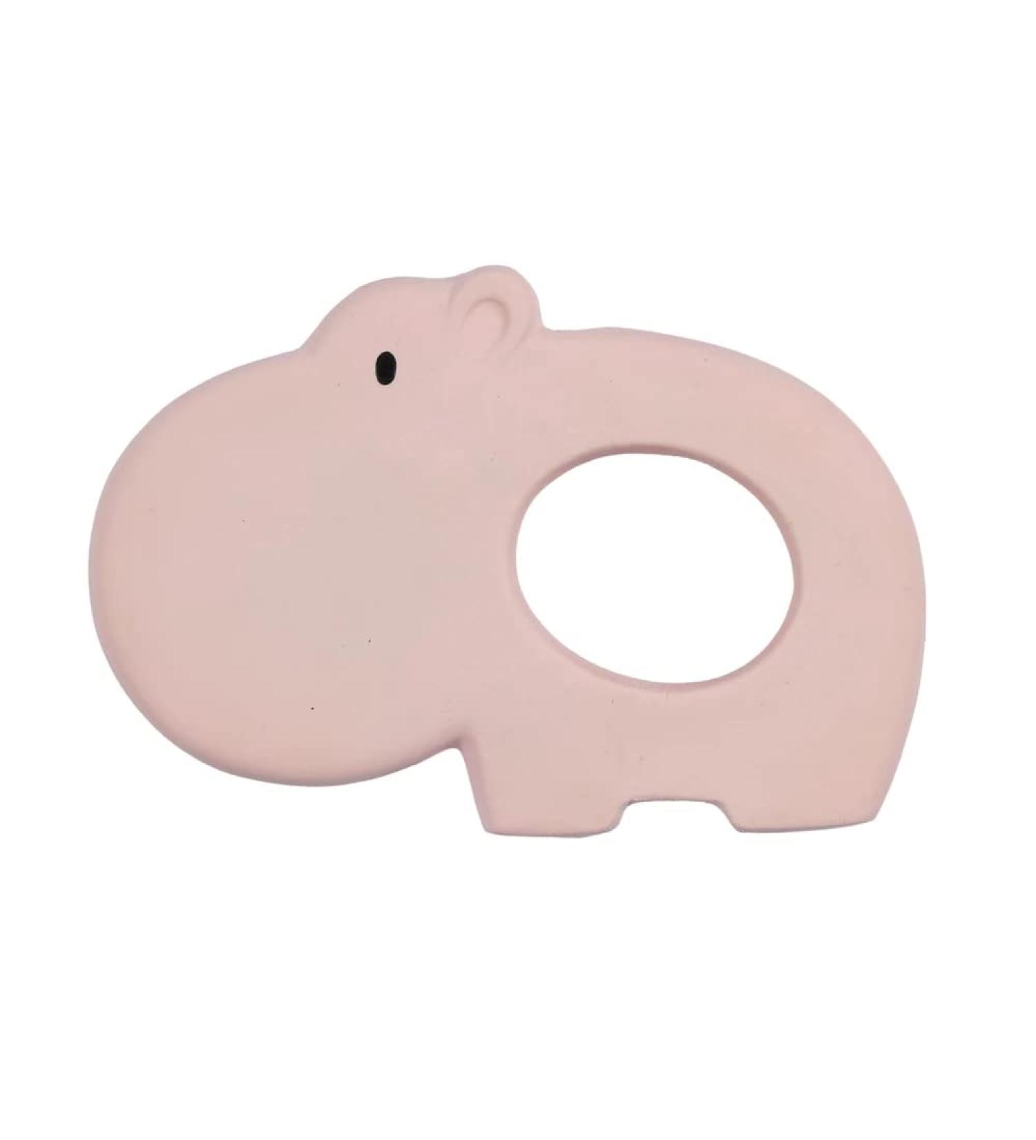 Tikiri Hippo Teething Ring - Natural Rubber Grasping Toy for Babies | Pink Baby Toy for Soothing & Development - Buy Online on GoSupps.com