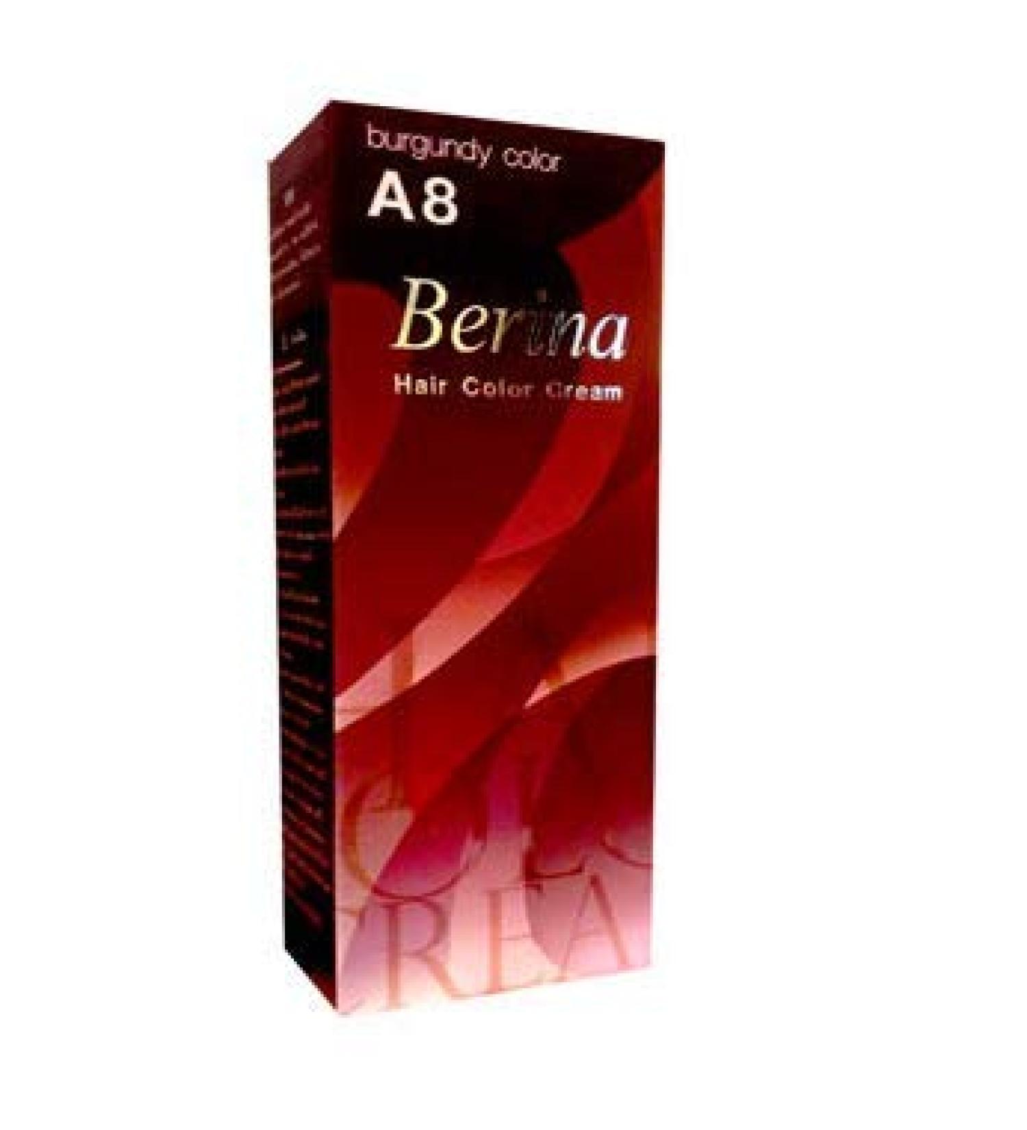 Berina Hair Color Cream Permanent A08 -Burgundy color
