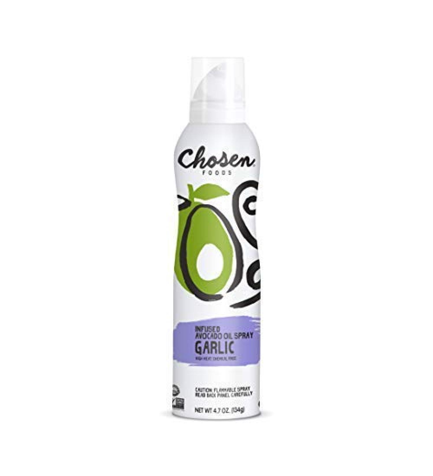 Chosen Foods Garlic Infused Avocado Oil Spray - Kosher Cooking Spray for High-Heat Cooking and Baking (4.7 oz) - Buy Online on GoSupps.com