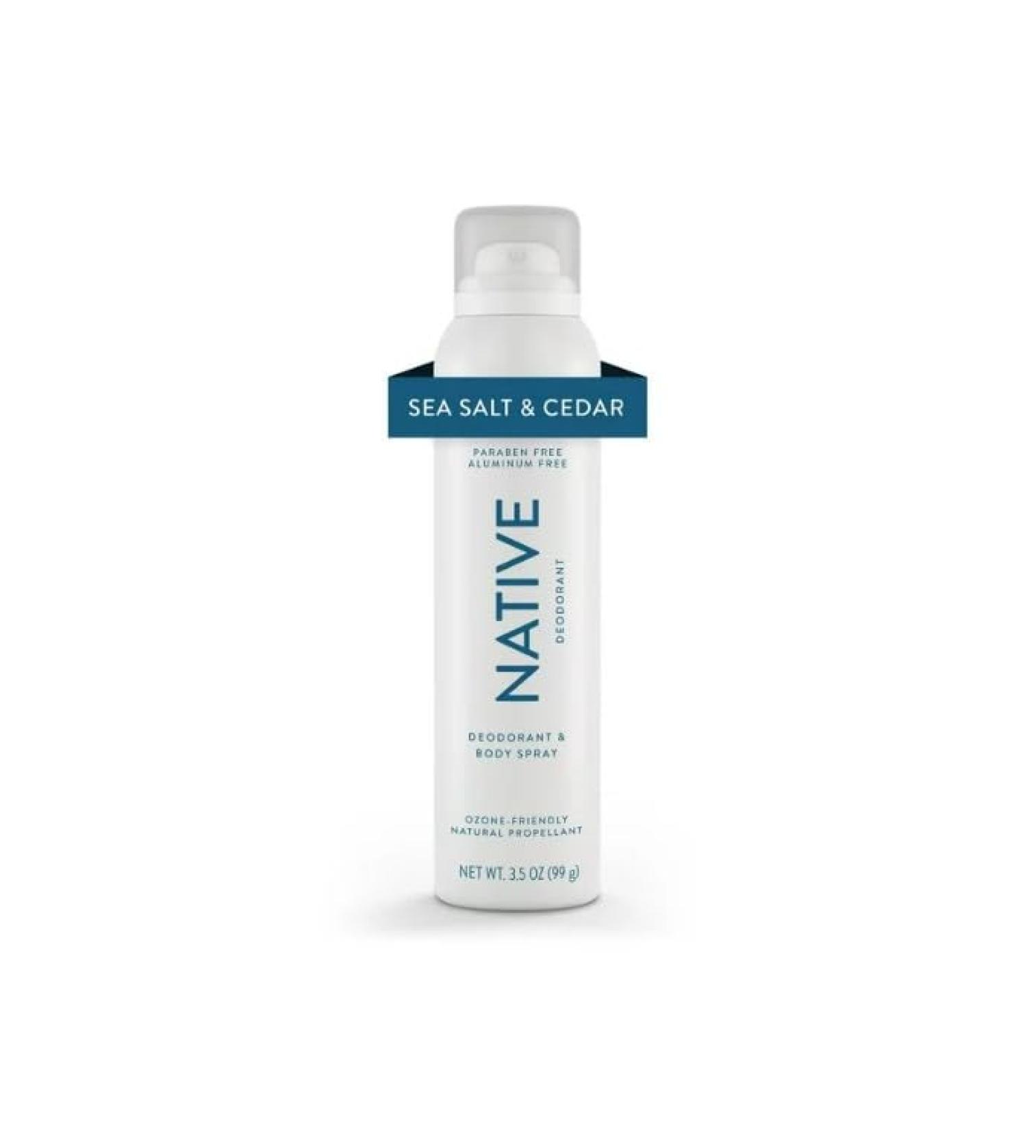 Native Deodorant & Body Spray - Sea Salt & Cedar Aluminum-Free Unisex 3.5 oz - Best Natural Deodorant for Women & Men - Buy Online on GoSupps.com