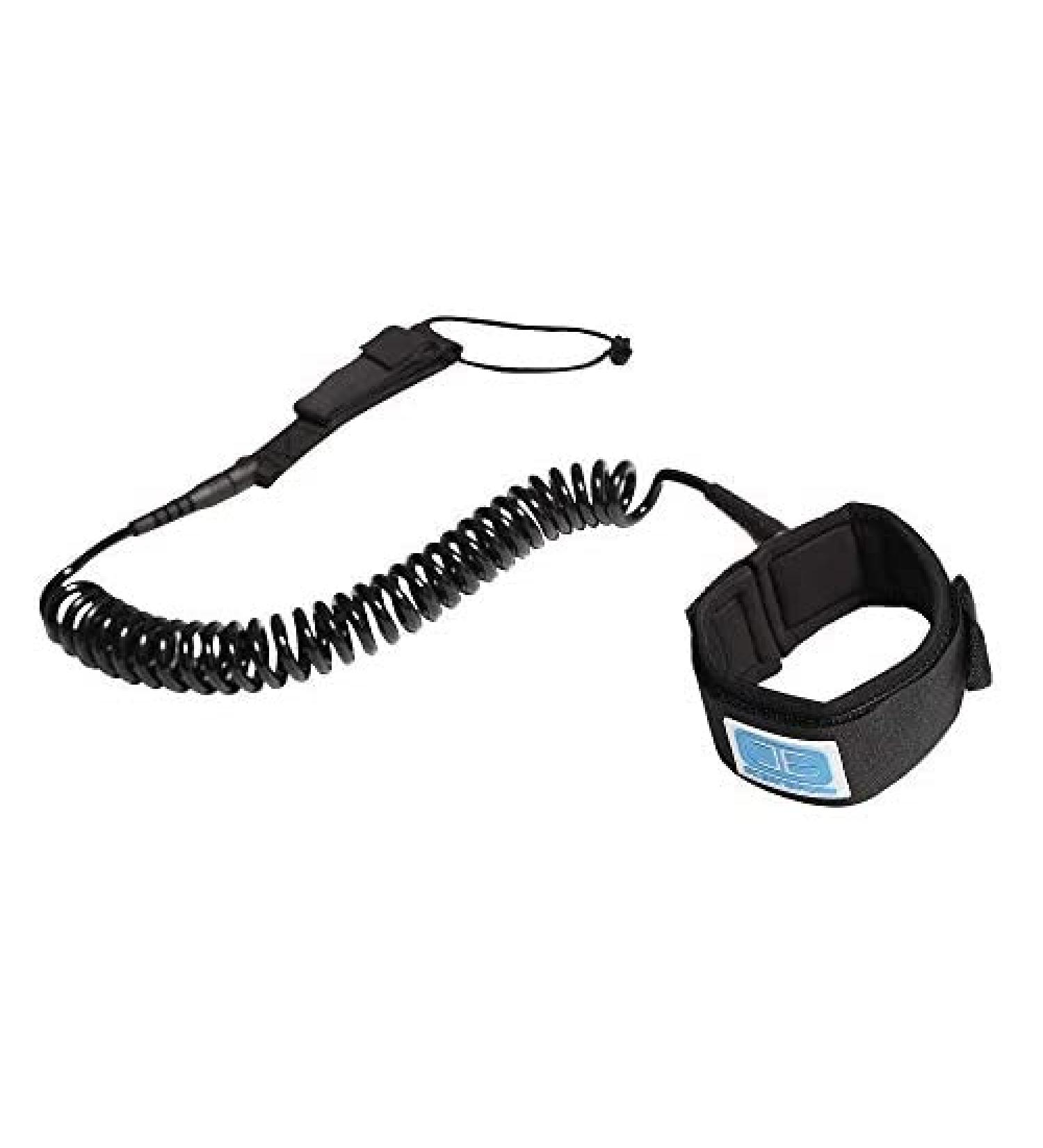 OceanBroad 10' Coiled Paddle Board Leash | Adjustable Thigh Ankle Cuff | Black - Buy Online on GoSupps.com