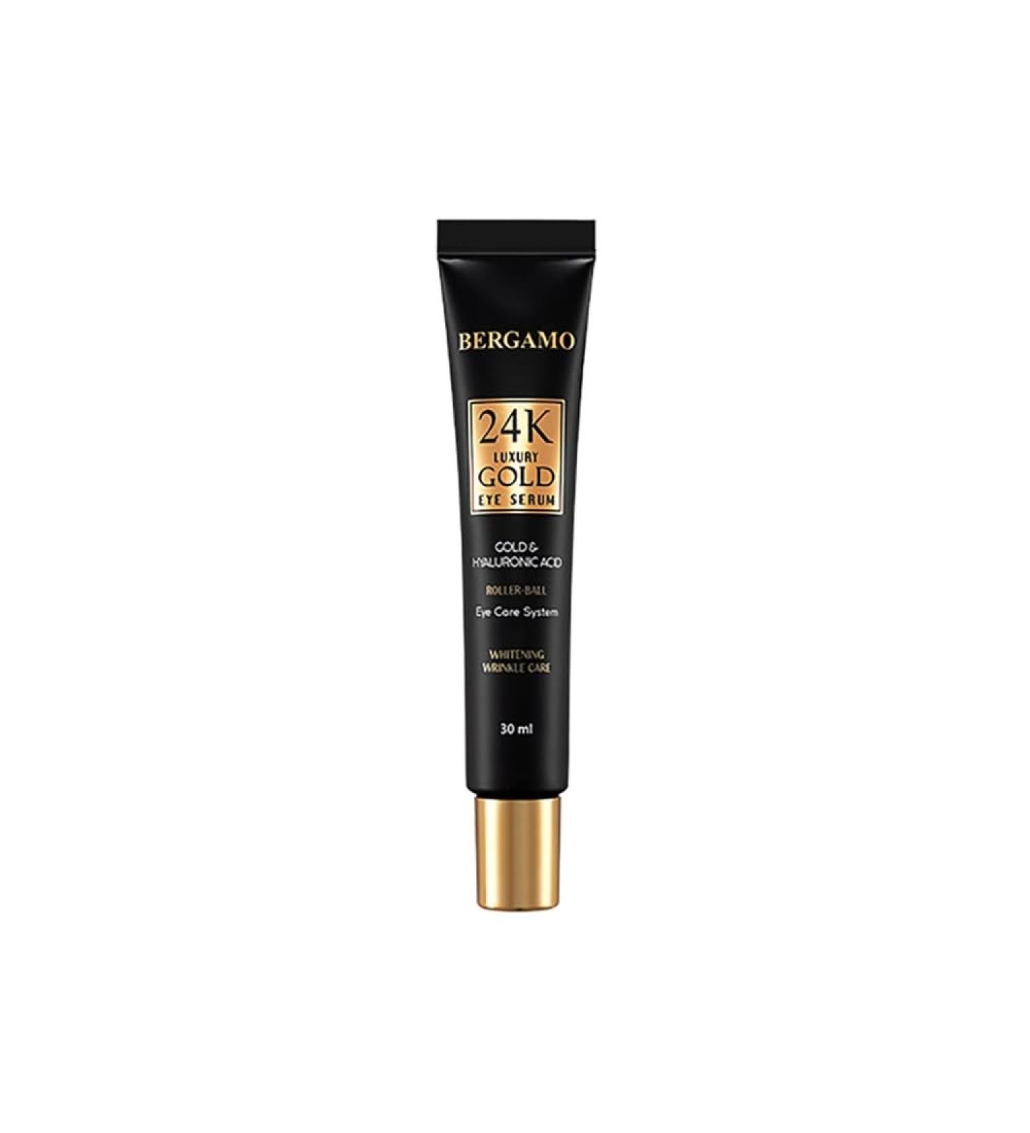 bergamo Luxury 24K Gold & Octo Hyaluronic Acid Eye Cream 1.01fl oz/30mL with Ball Roller Applicator | Made in Korea K Beauty Korean Skin Care Eye Wrinkle Care Skin Brightening Cooling&Massasge Roller - Buy Online on GoSupps.com