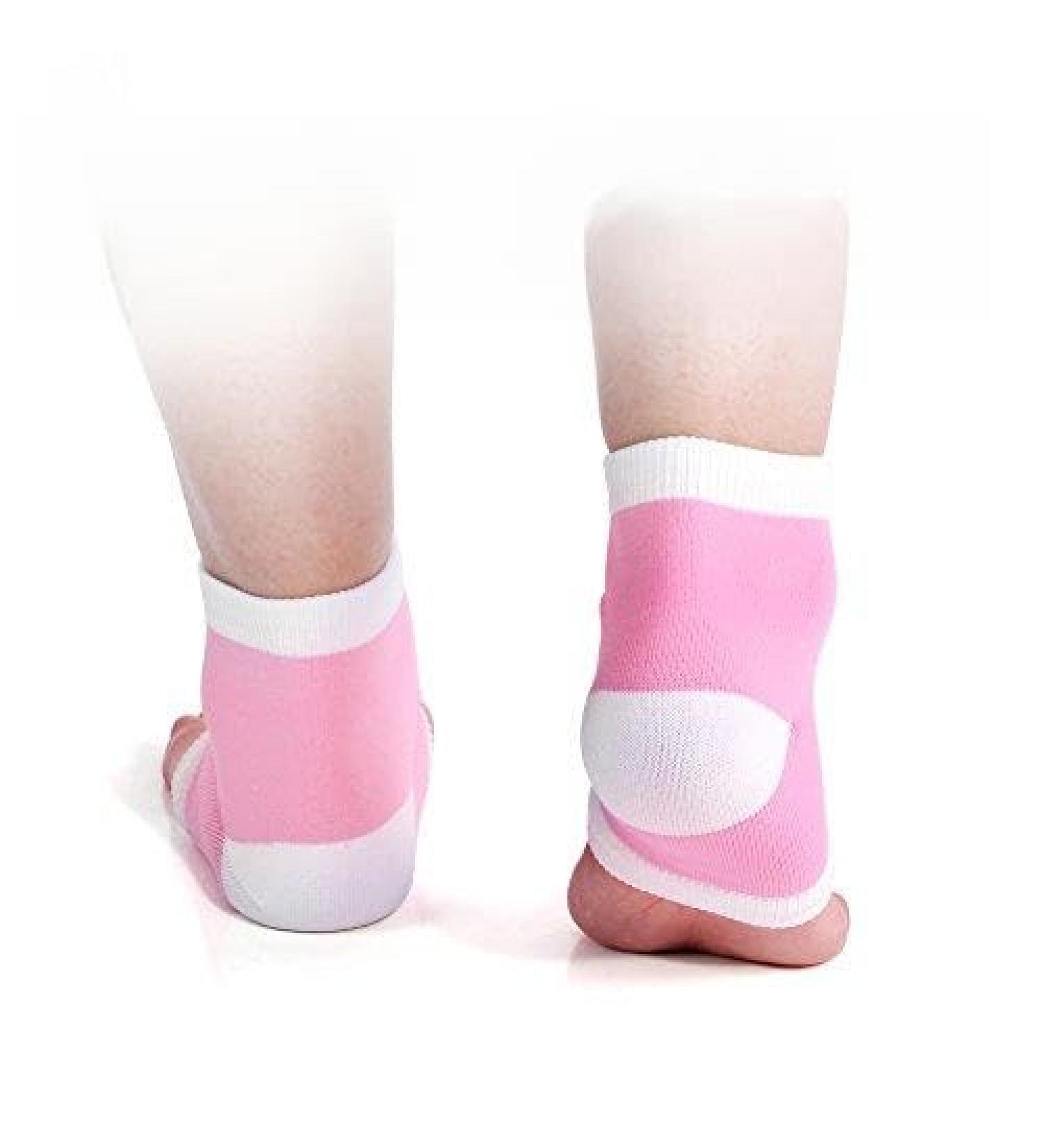 Verdant Touch Gel Heel Socks for Spa Moisturizing Pedicure Foot Care Open Toe Pink Pair - Buy Online on GoSupps.com
