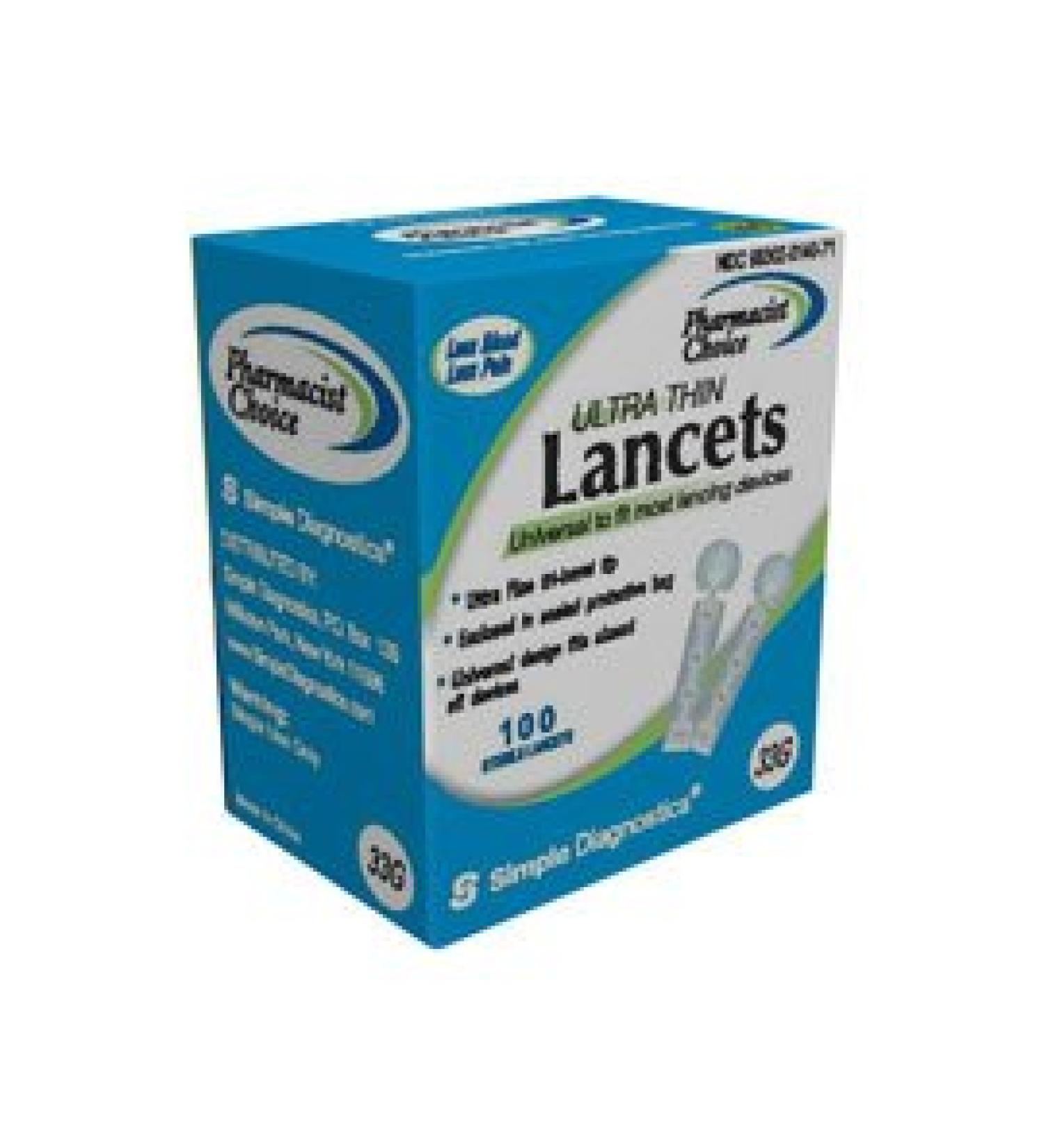 Pharmacist Choice Twist Top Lancets 33G -100 ct.