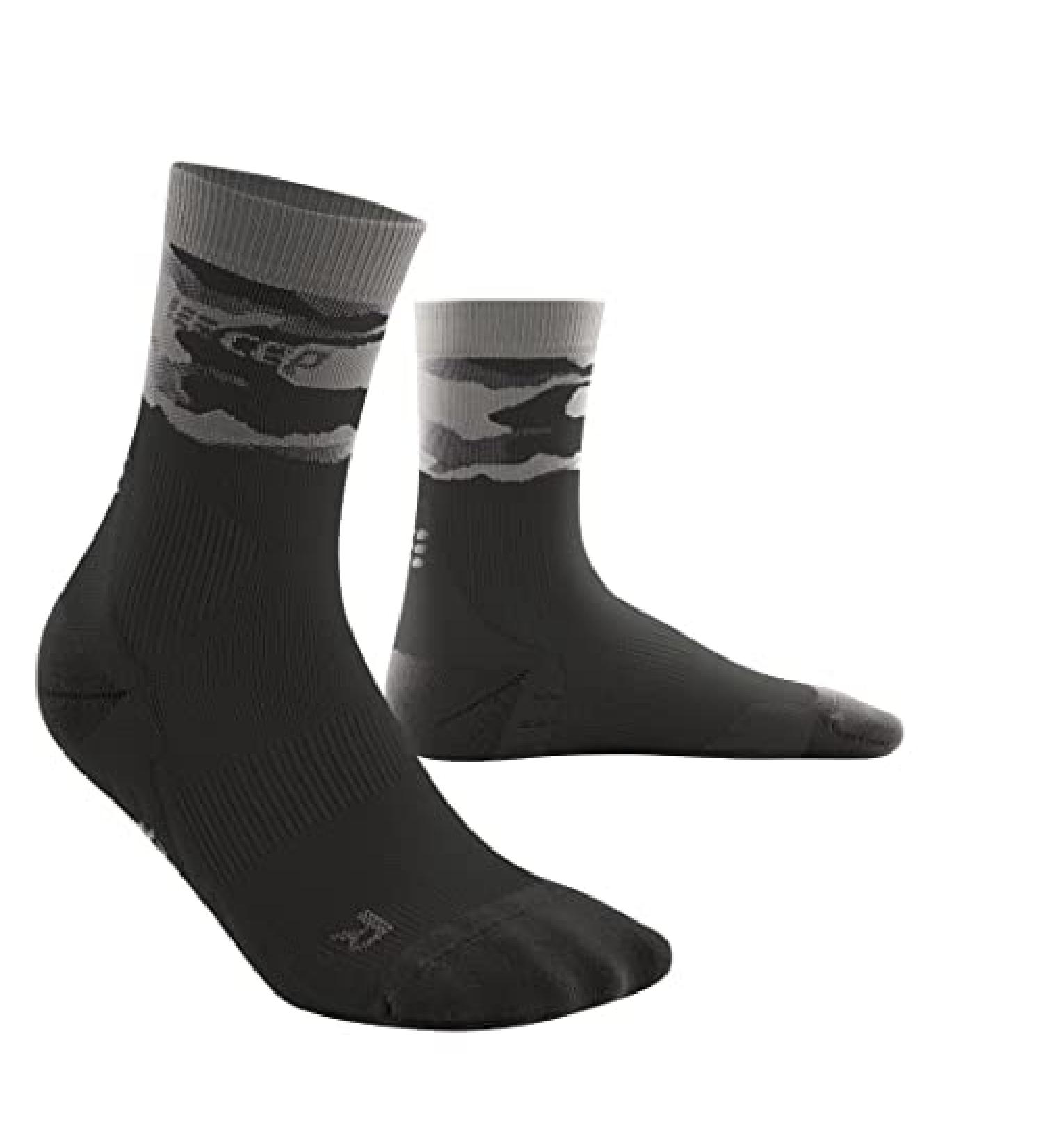 CEP Women's Crew Cut Running Socks - Mid Cut Black/Grey Camocloud (3 Pack) - Buy Online on GoSupps.com