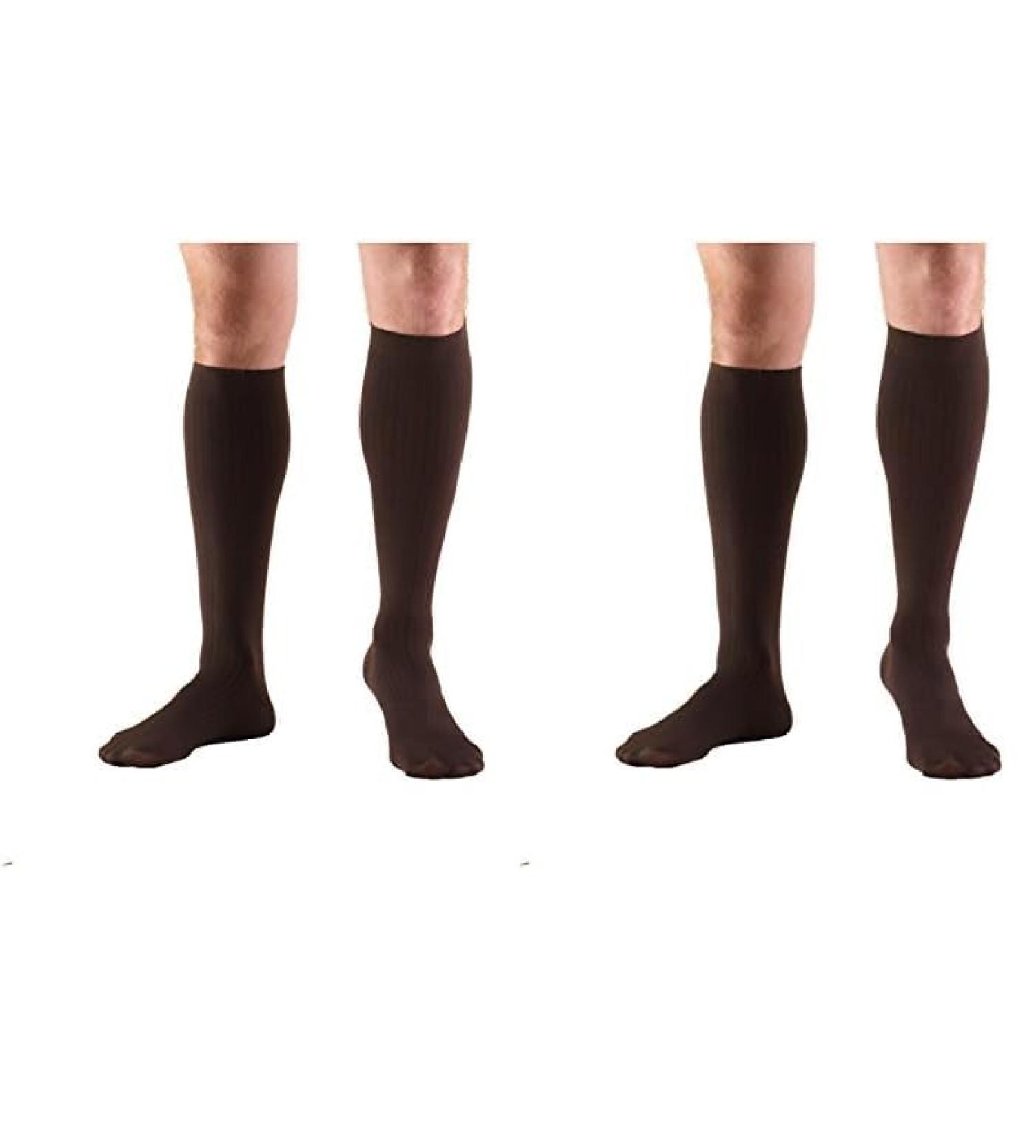 Truform Compression Socks for Men - 8-15 mmHg Knee High Dress Socks Brown Small (Pack of 2) - International Shipping Available - Buy Online on GoSupps.com