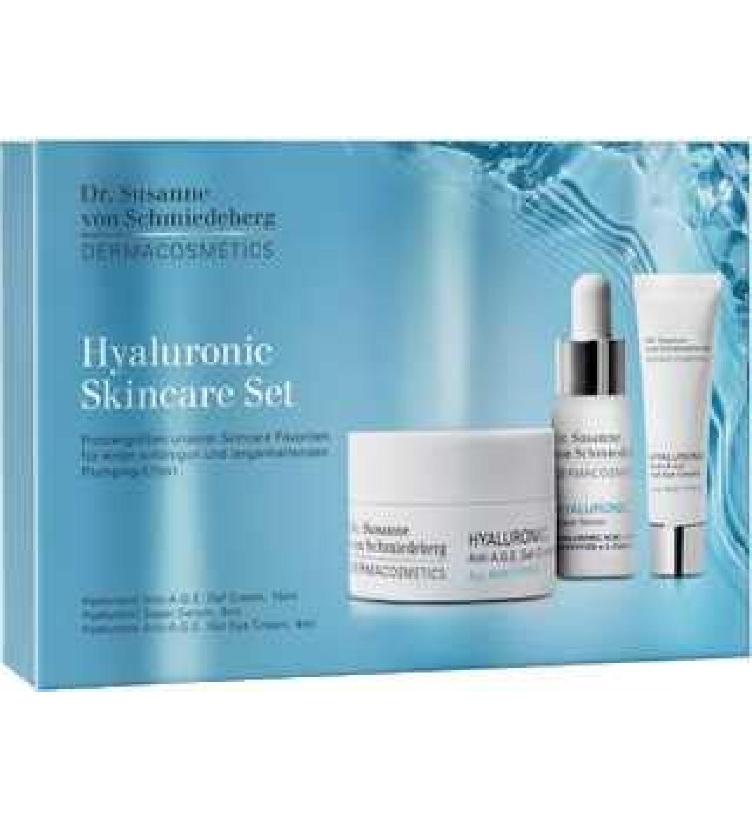 Dr Susanne von Schmiedeberg Hyaluronic Skincare Set Anti AEG Gel Cream 15 ml + Super Serum 5 ml + Anti AEG Gel Eye Cream 4 ml Travel Set