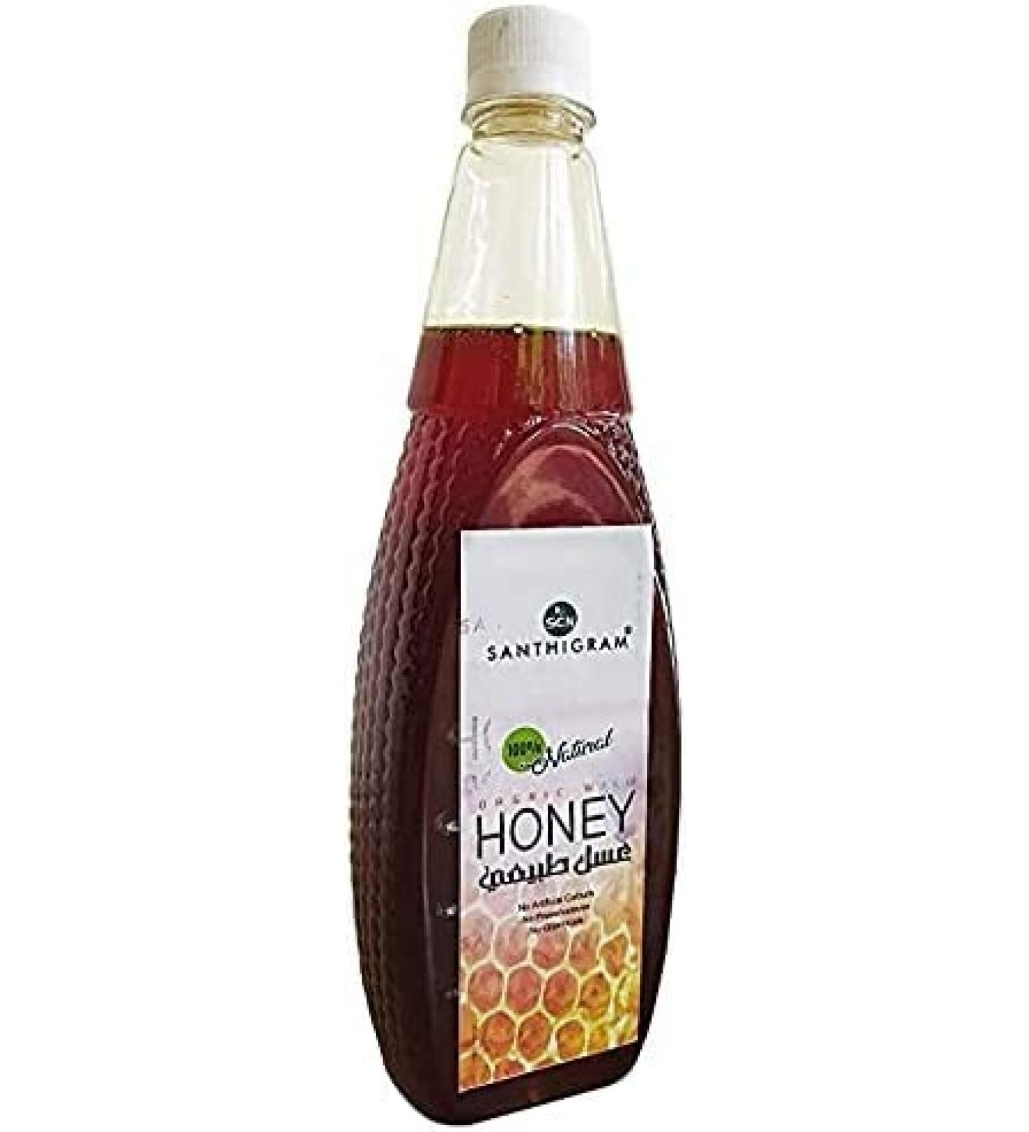 ORGANIZE Santhigram Raw Organic Wild Honey 1kg Unprocessed Pure Natural Orginal Honey an Ayurvedic Remedy for Weight Loss Cough AMD Digestive Disorders