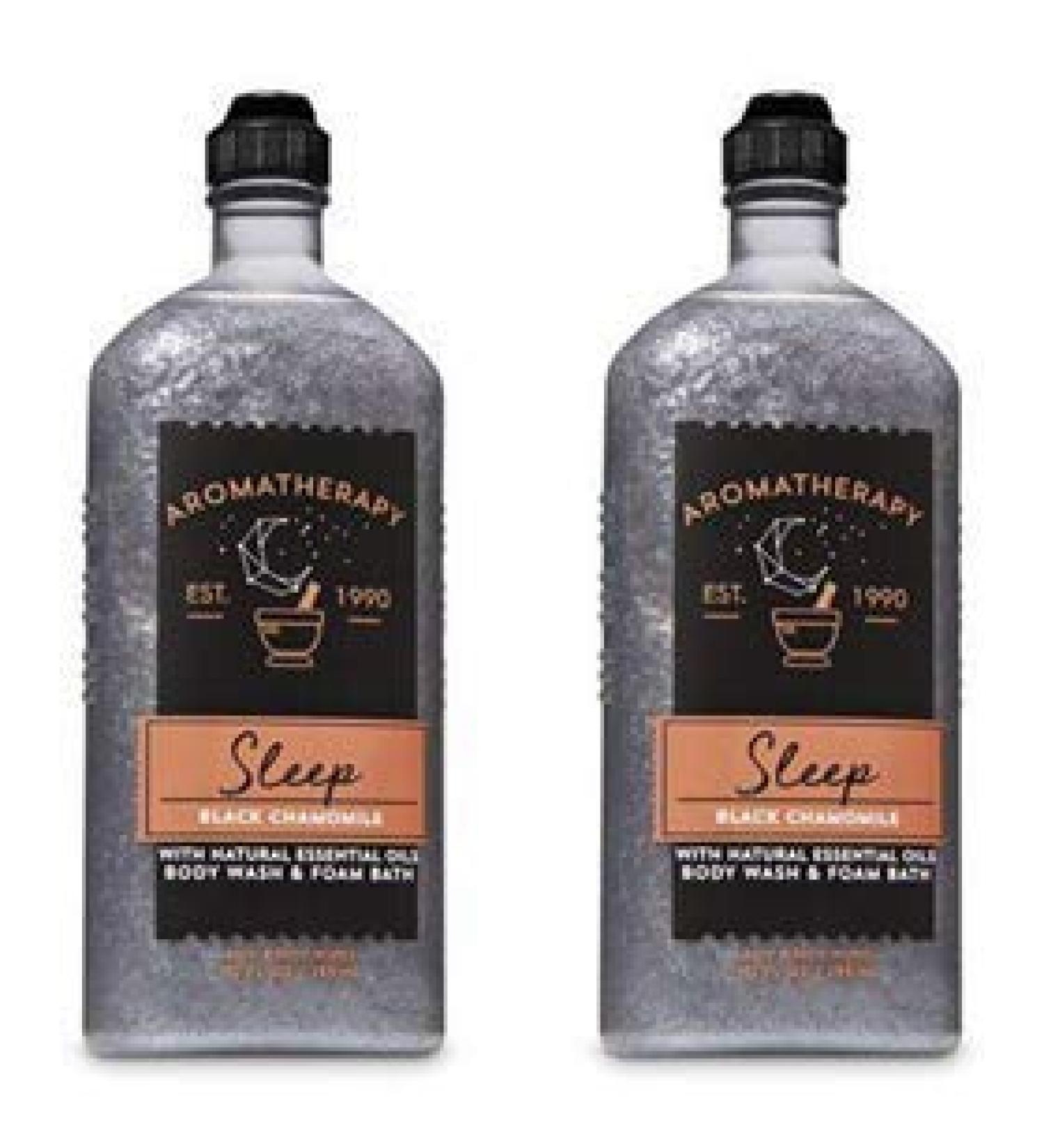 Bath and Body Works 2 Pack Aromatherapy Sleep- Black Chamomile Body Wash & Foam Bath 10 Oz.