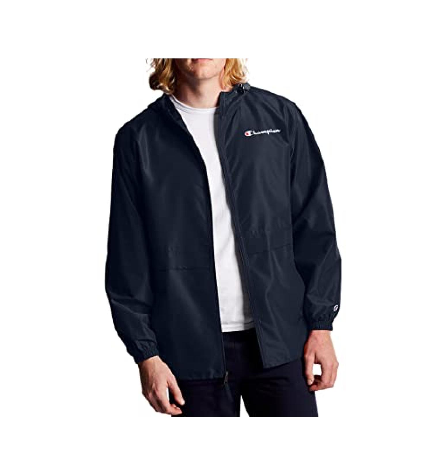 Champion Men's Stadium Full Zip Black Jacket - Left Chest Script, Large US - Buy Online on GoSupps.com