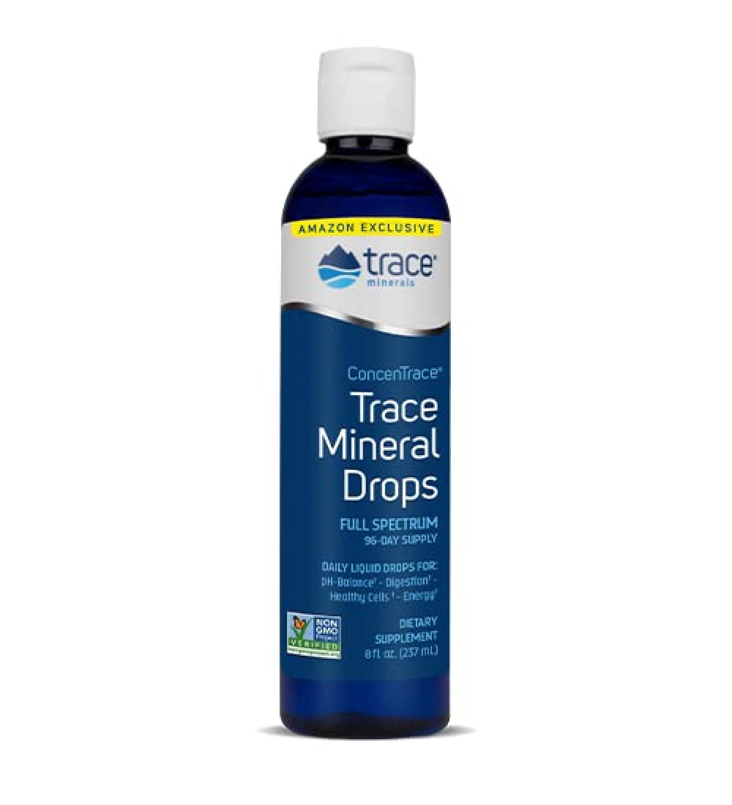 ConcenTrace Liquid Drops | 72+ Minerals for Energy & Hydration | Ionic Magnesium, Potassium, Chloride | 96 Day Supply 8 fl oz - Buy Online on GoSupps.com