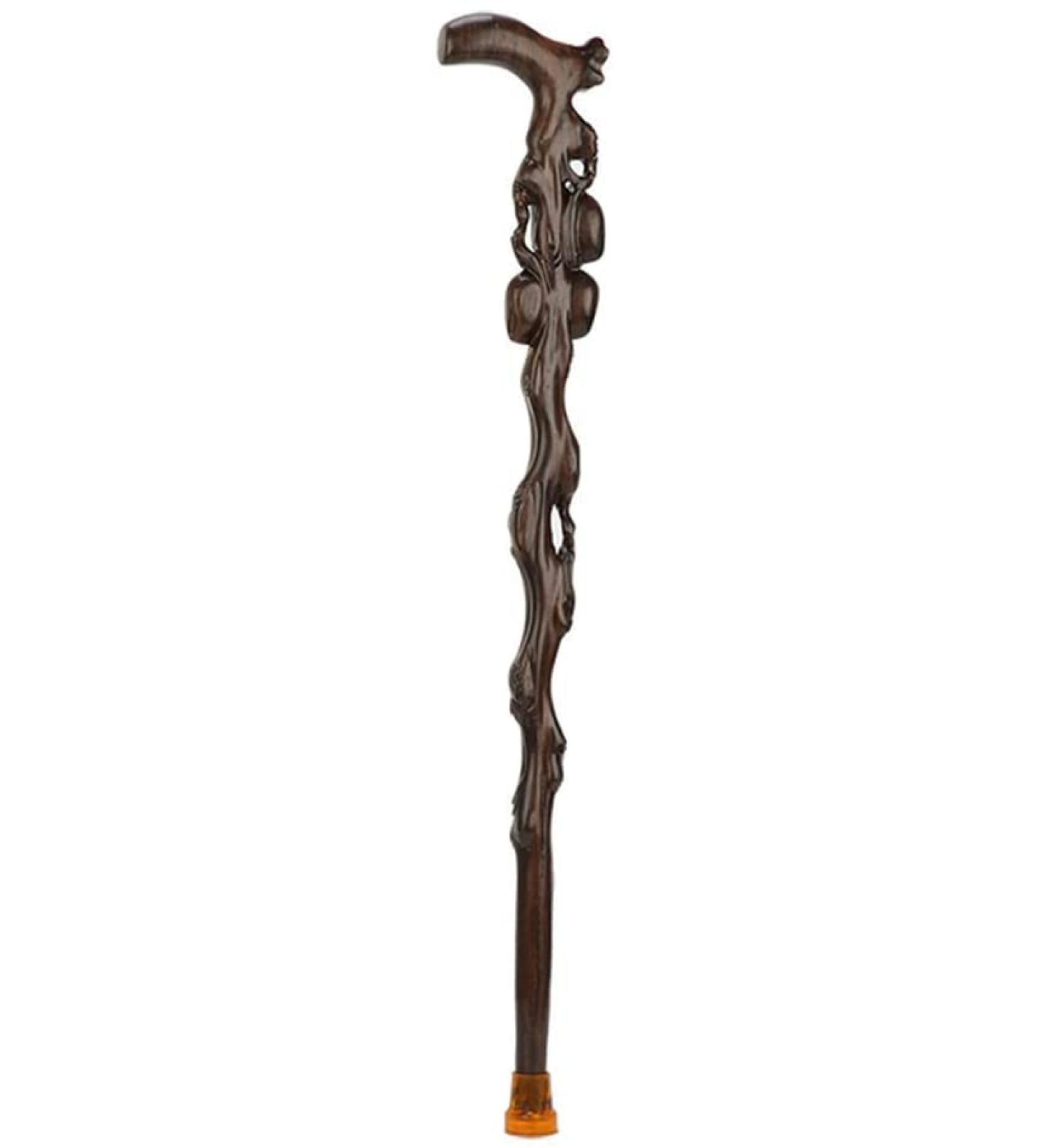 Wooden Walking Stick Solid Cane Wooden Crutch Non- Slip Hand- Carved Solid Wood Cane for Elderly Walking and Outdoor Travel - Buy Online on GoSupps.com