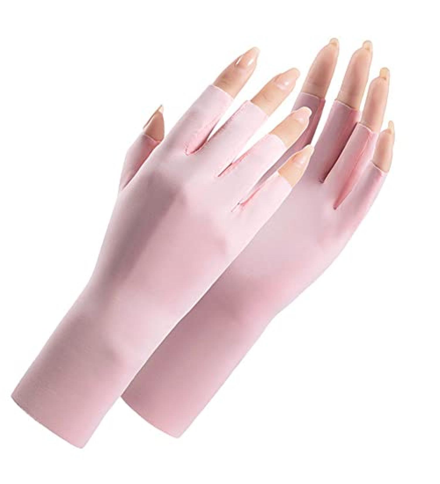 CURELIX Anti UV Gloves for Gel Nail Lamp - Professional Manicure Protection Gloves - UV Sun Protection for Women - Pink - Buy Online on GoSupps.com