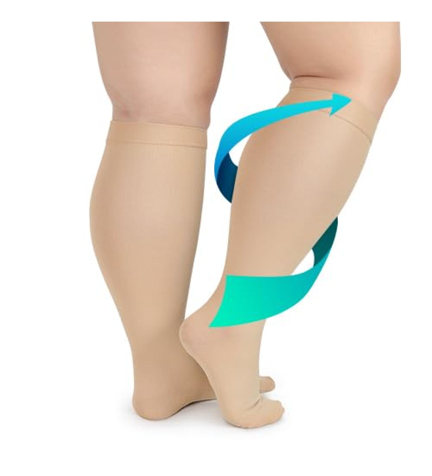 FITTOO Plus Size Compression Socks for Men & Women | 20-30mmHg Graduated Support for Shin Splints Varicose Veins & Calf Pain Relief | Closed Toe Wheat 3X-Large - Buy Online on GoSupps.com