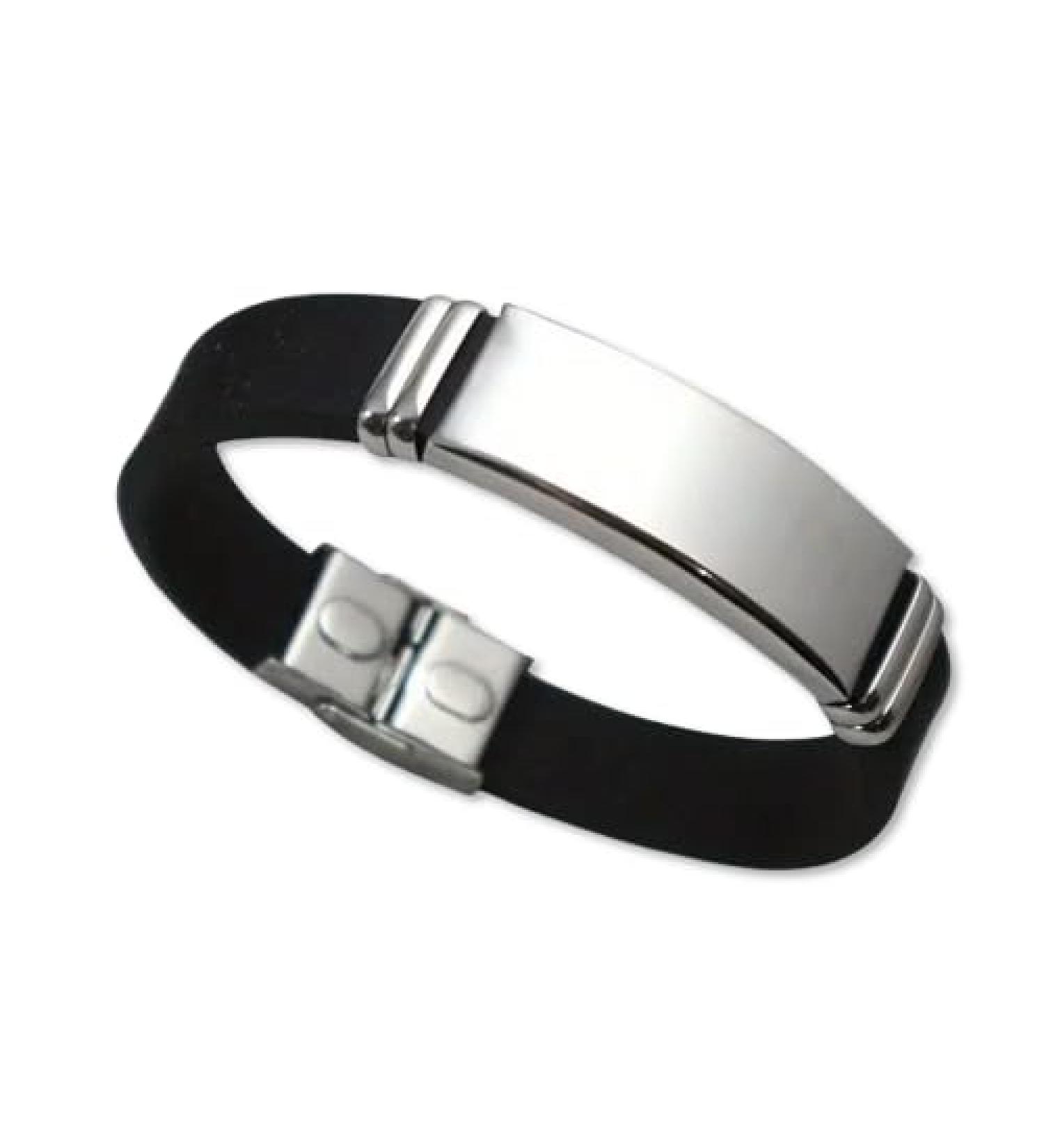 Engraved Stainless Steel Men's Bracelet - Casual Style with Silicone Band - Perfect Gift for Him - Buy Online on GoSupps.com