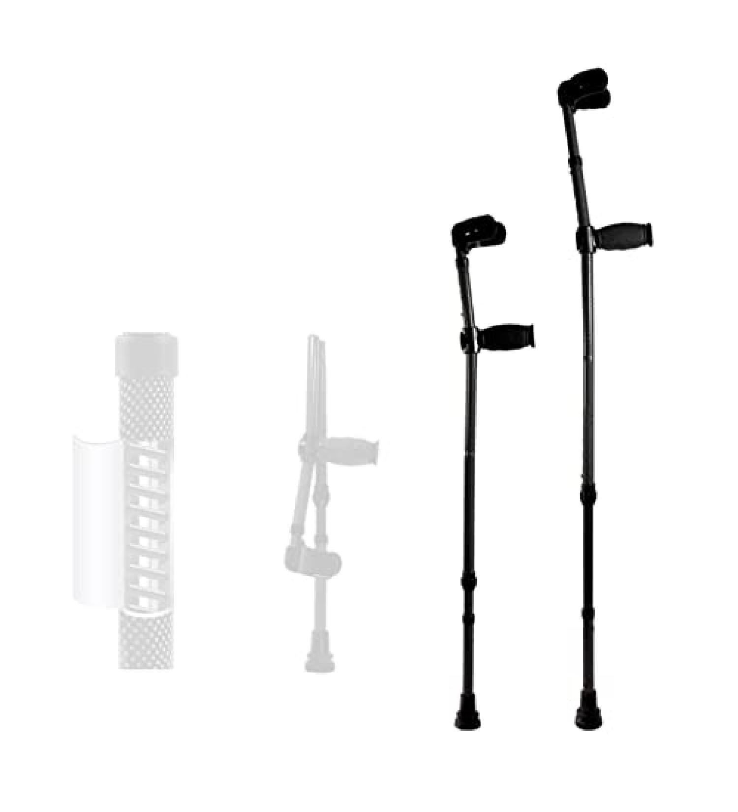 Folding Forearm Crutch Black Portable Hand Cane Walking Stick Adjustable Spring Shock-Absorbing Crutches for Seniors Disabled Lucky Star - Buy Online on GoSupps.com