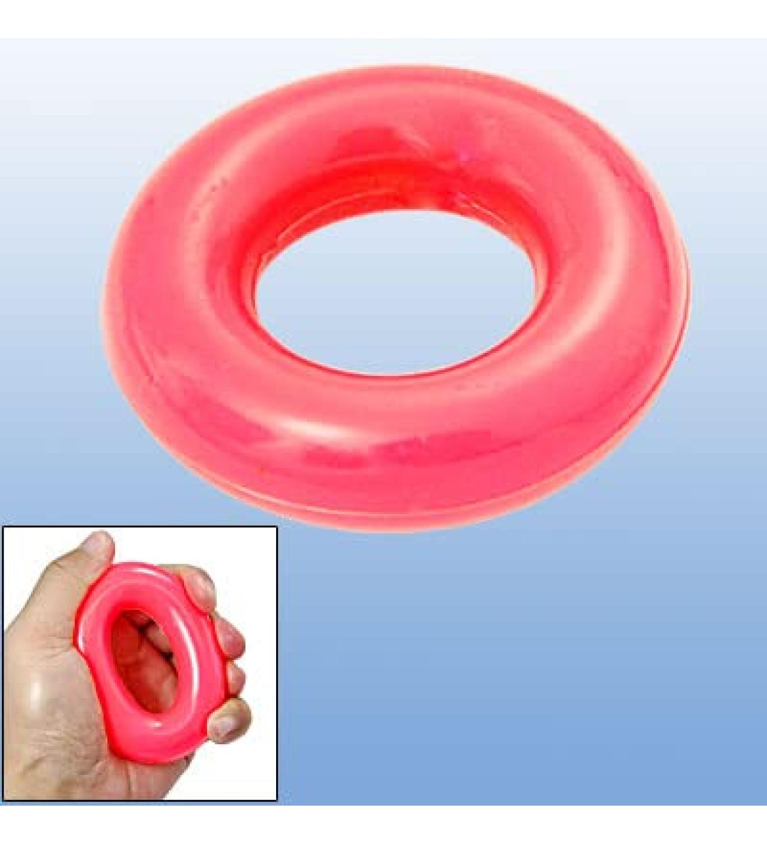 Ruilogod Soft Plastic Round Massage Finger Hand Ring Grip Orange Red