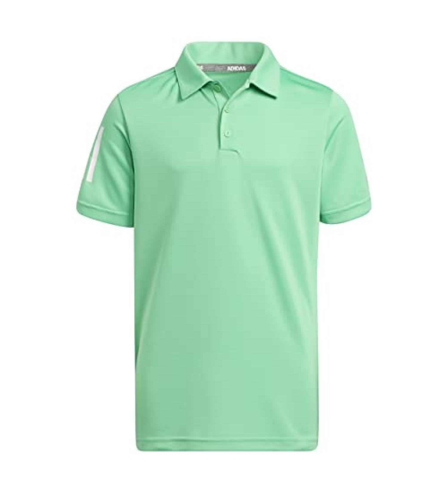 adidas Boys 3-Stripes Polo Shirt - Semi Screaming Green, Medium, Recycled Materials - Buy Online on GoSupps.com