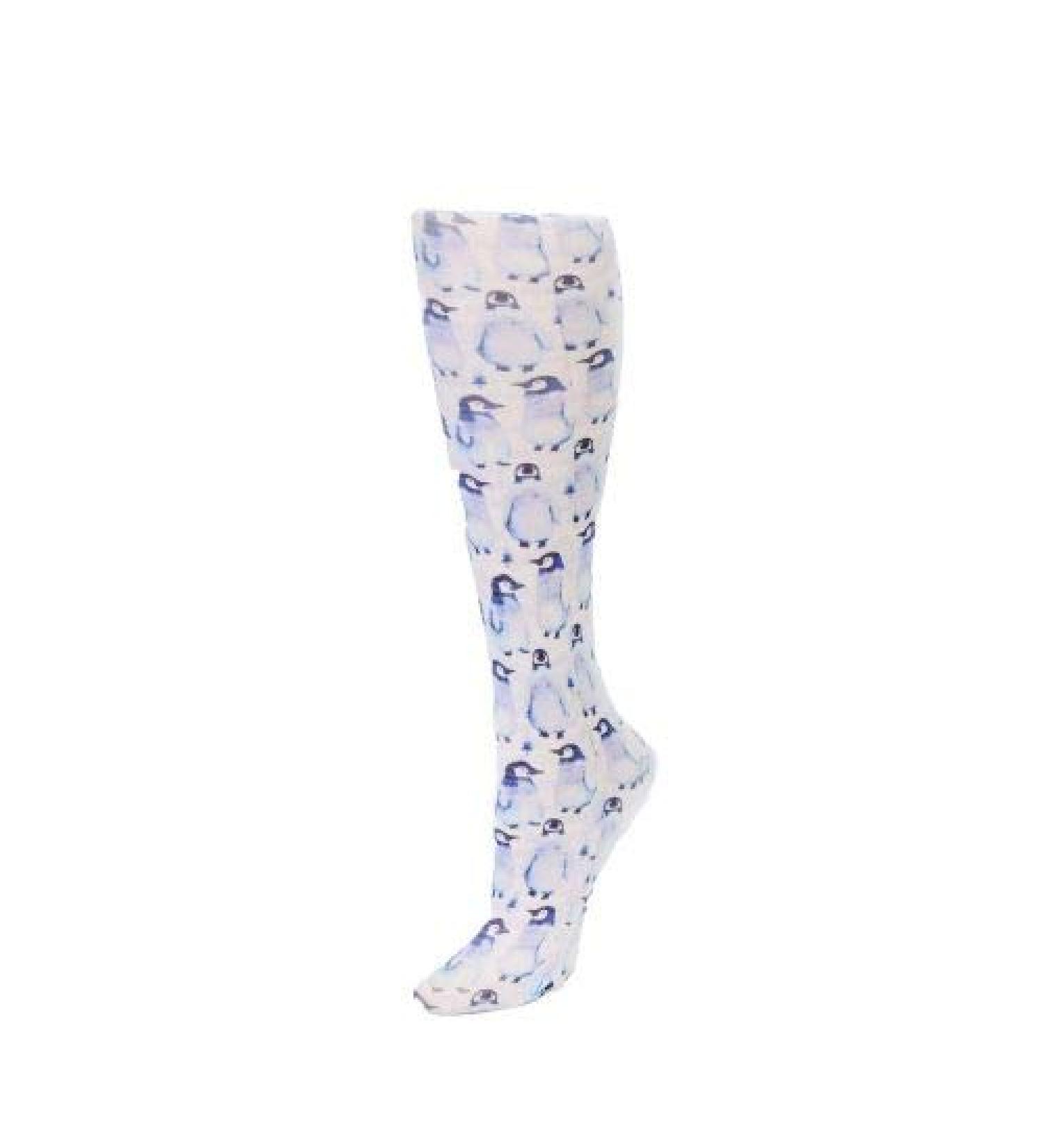 Red Moby Celeste-Stein-CMPS-2-2125 Womens 15-20 mmHg Compression Sock - Winter Penguins White