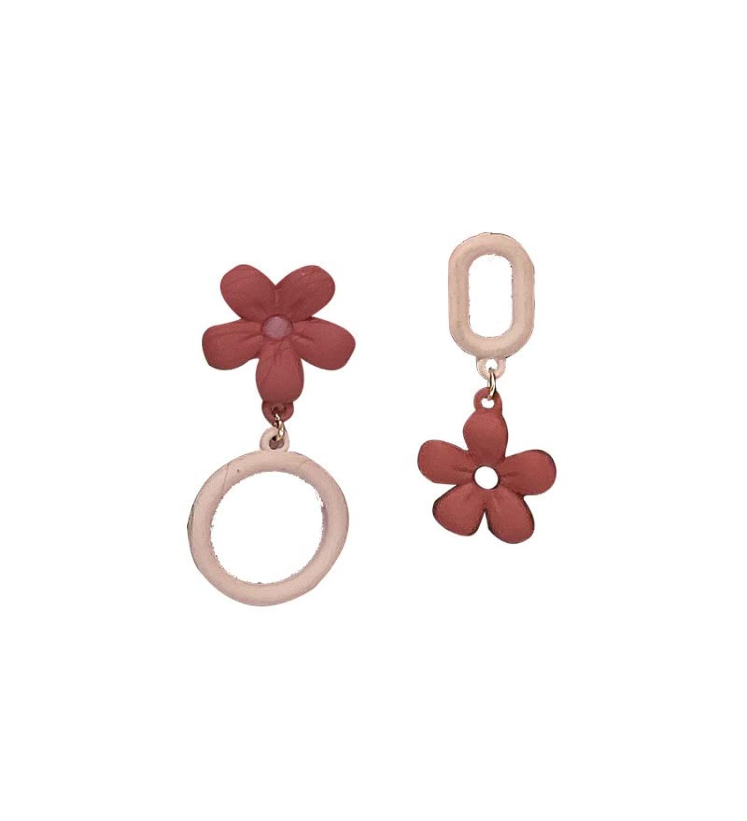 Fashion Earrings Asymmetric Acrylic Flowers Temperament Earrings Colors Red and Brown Sweet Gentle Lovely Party Banquet Jewelry Dainty Earrings Fashion Accessories - Buy Online on GoSupps.com