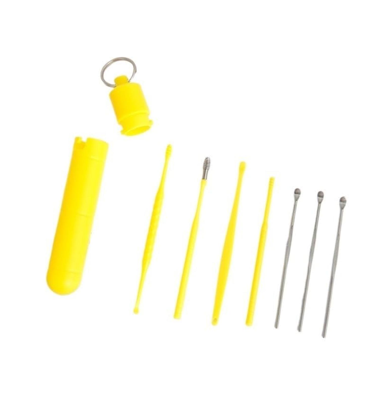 Portable Ear Cleaner Stainless Steel Ear Spoon Set Stainless Steel Ear Wax Remover Reusable Stainless Steel Ear Wax Remover Set Ear Wax Easily Removed Ideal for Personal and Home Use(Yellow-7pcs 1set) - Buy Online on GoSupps.com