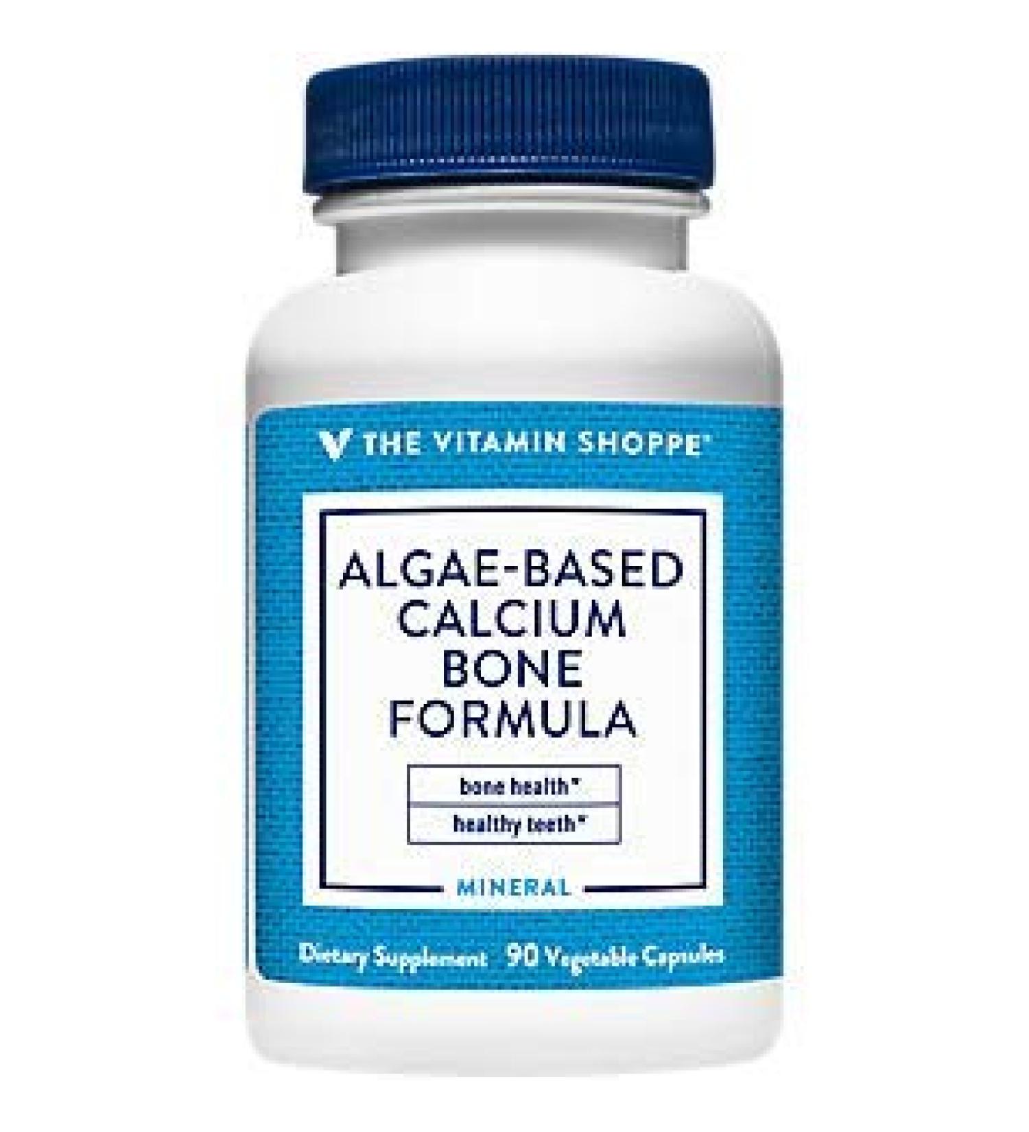 Plant-Based Algae Calcium Bone Formula with Magnesium, D3, K2 - 90 Veggie Capsules - Buy Online on GoSupps.com