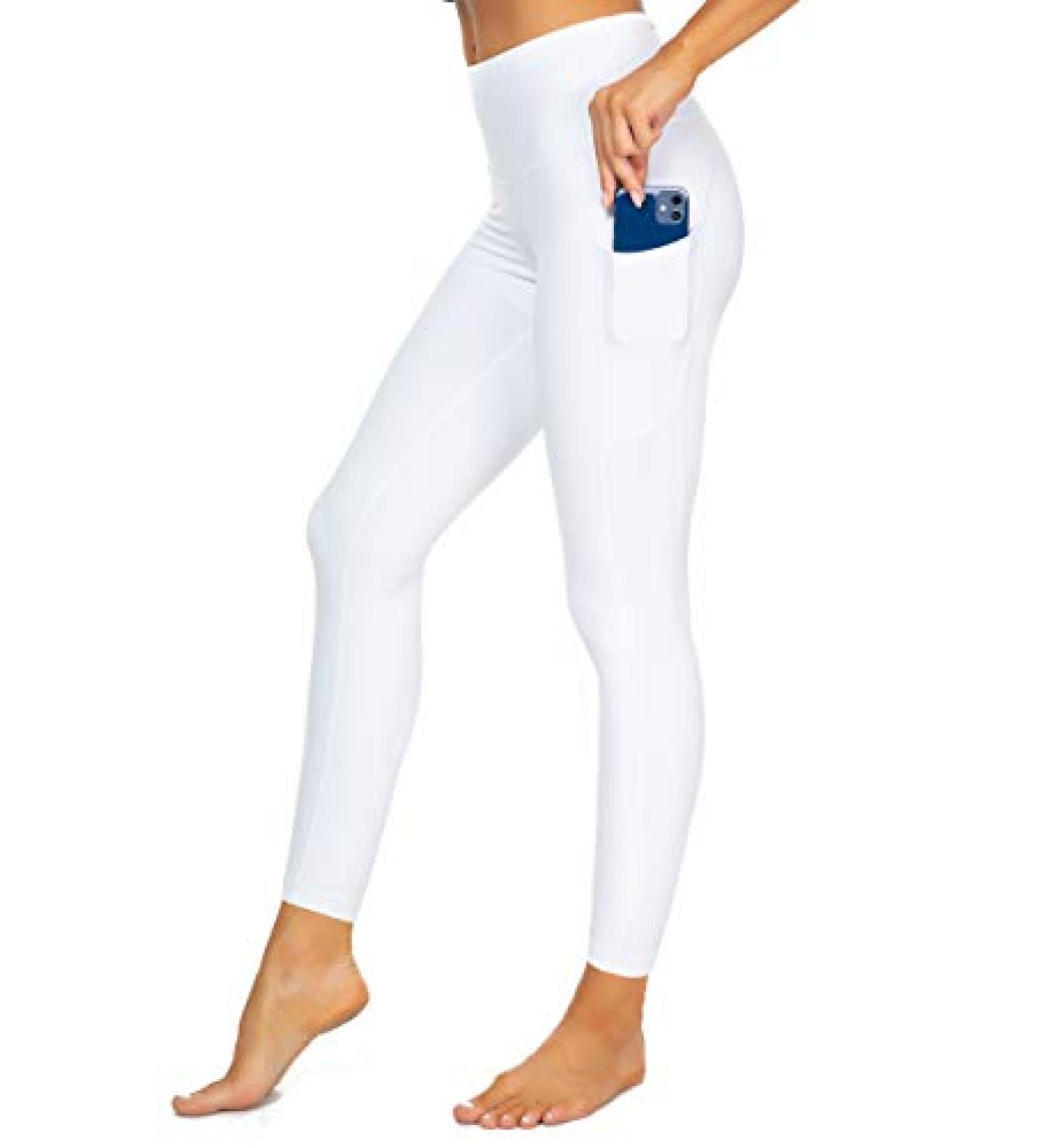 Kcutteyg Women's Yoga Pants with Pockets | High Waisted Leggings for Workout & Sports | White, Medium - Buy Online on GoSupps.com