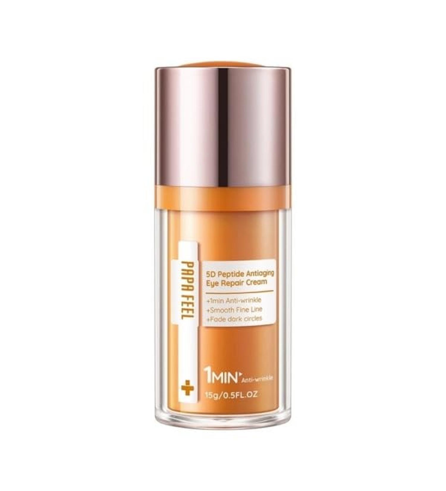 Papa Feel 5D Peptide Eye Cream 15g Smooth & Hydrated Lightweight Eye Care (1 15g) 0.5 Fl Oz (Pack of 1) 1