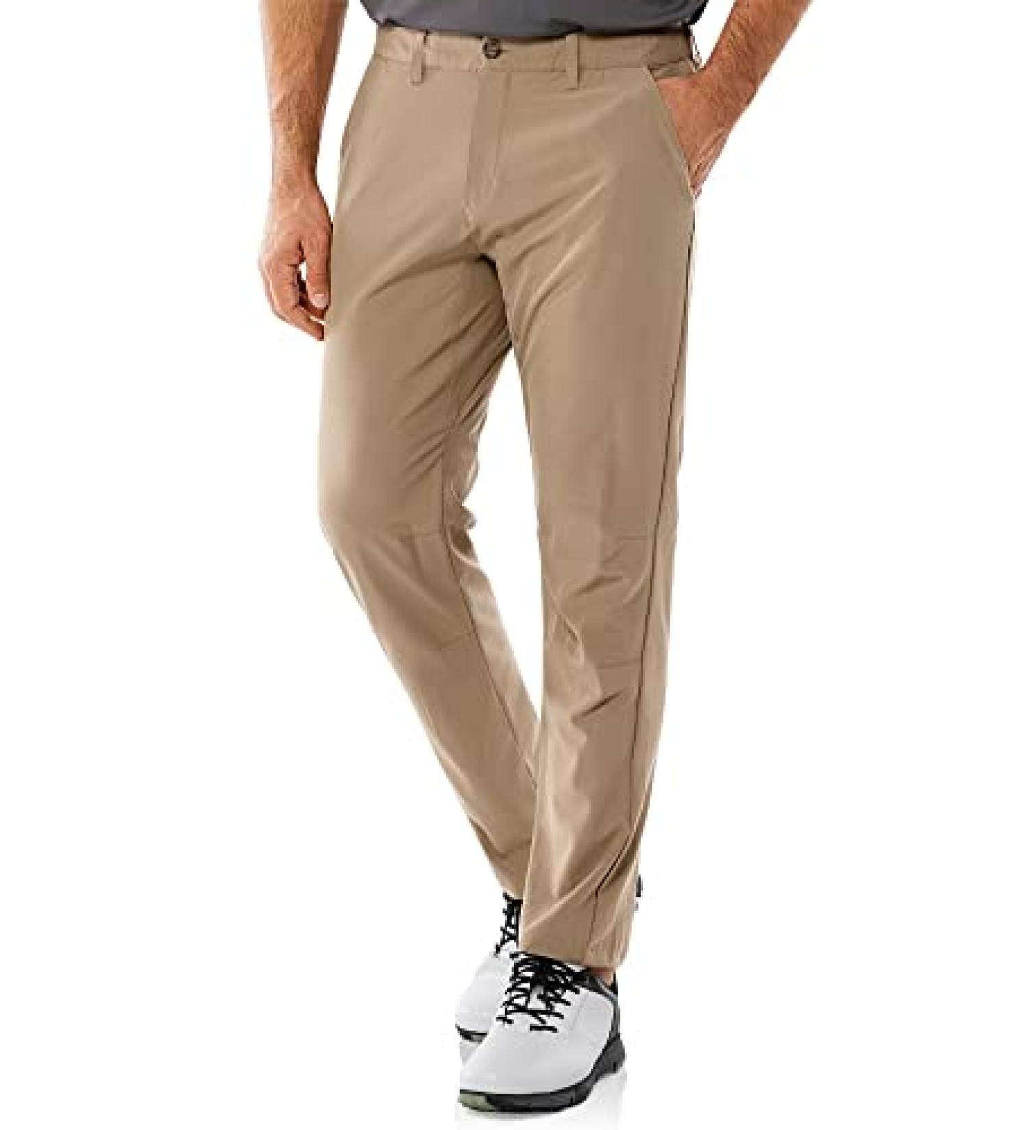 Men's Golf Pants 5-Pocket Classic-Fit Stretch Lightweight UPF 50+ Hiking Pants - Light Khaki 32W x 30L - Buy Online on GoSupps.com