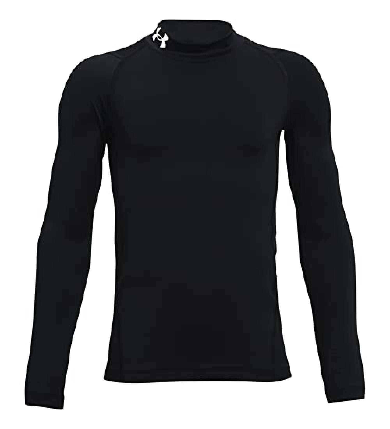 Under Armour Boys' ColdGear Mock Long Sleeve T-Shirt Black (001)/White Medium