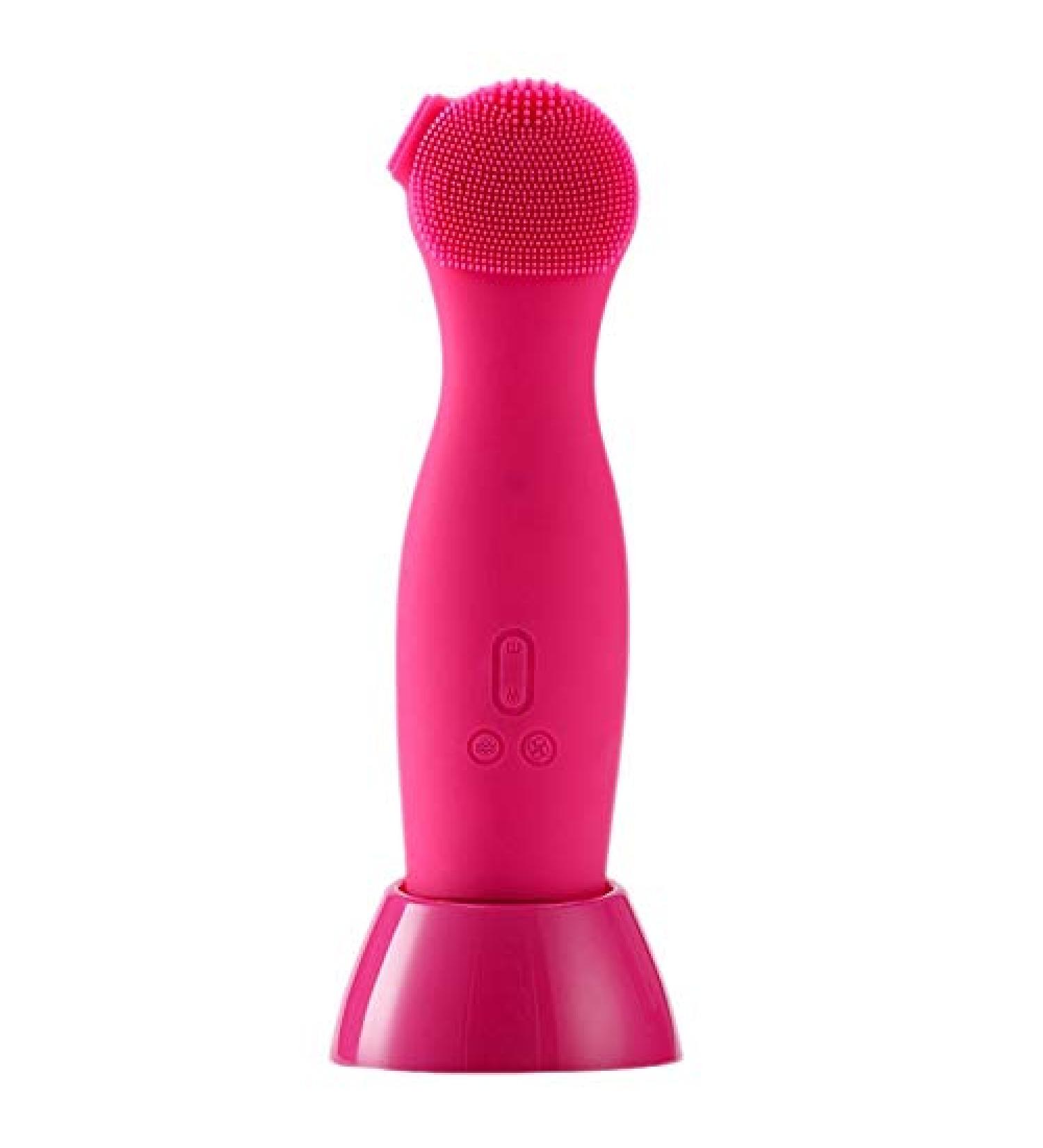 RIYAN 3In1 Silicone Cleansing Brush Deep Cleaning Remove Blackhead Acne Pore Clean Electric Face Cleaner Rose Red - Buy Online on GoSupps.com