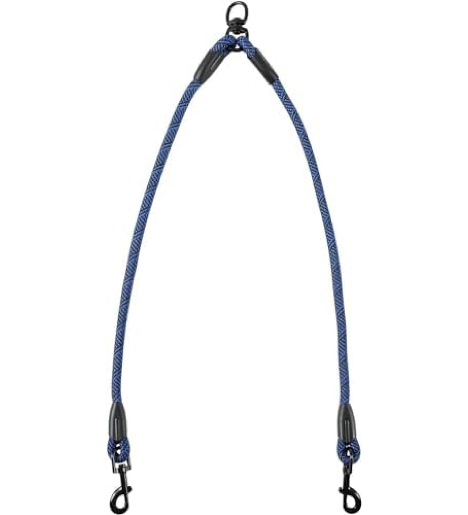 Snagle PAW Double Dog Leash - No Tangle 360 Leash for Small & Medium Dogs | Reflective Easy Control for 2 Dogs | Black & Blue 8mm (0-13 kg) - Buy Online on GoSupps.com
