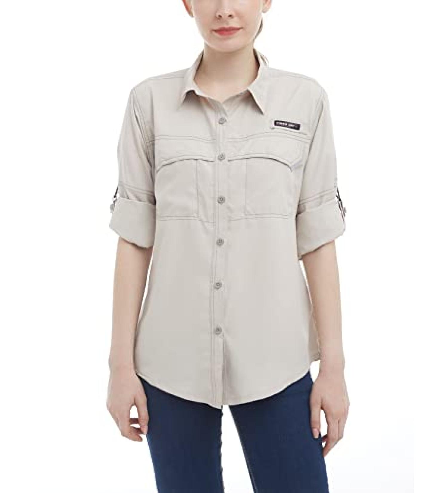 Little Donkey Andy Women's UPF 50+ Long Sleeve Fishing Shirt - Breathable & Fast Dry - A-Khaki Large - Buy Online on GoSupps.com