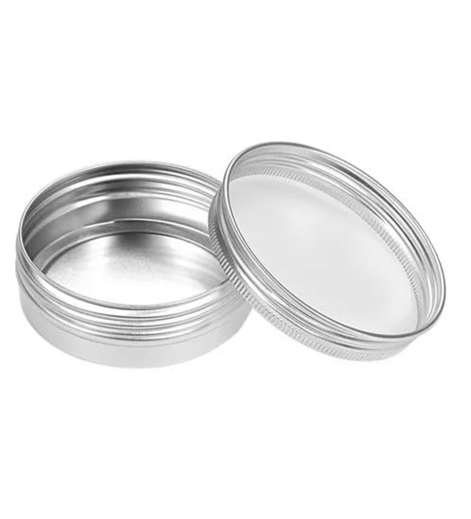 1Pc Silver Small Aluminum Tin Can with Lid Metal Round Tins Containers Screw Lid Round Tin Jar Container Bottle for Cosmetic Lip Balm Cream(50g) Refillable Containers Jars Tools and Accessories - Buy Online on GoSupps.com