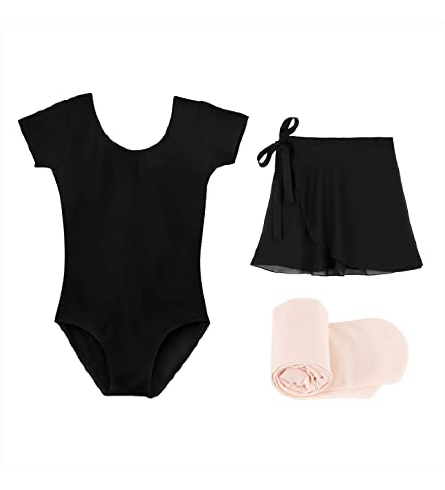 American Trends Girls Ballet Leotard Set with Skirt and Tights Black 2 3T