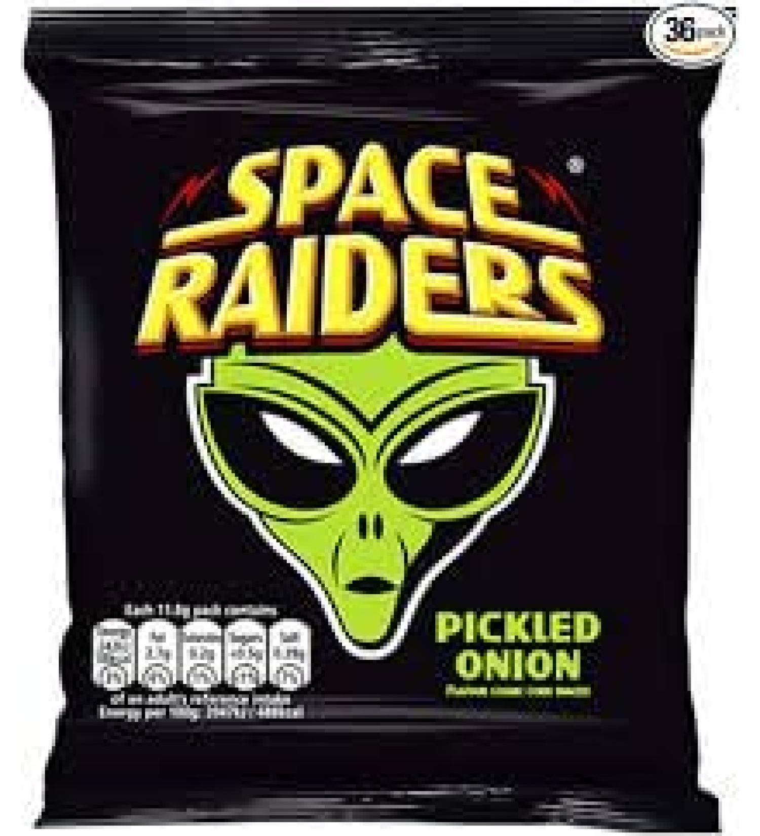 Space Raiders Shaped Corn Snacks Crisps (Pickled Onion 36 x 25g)