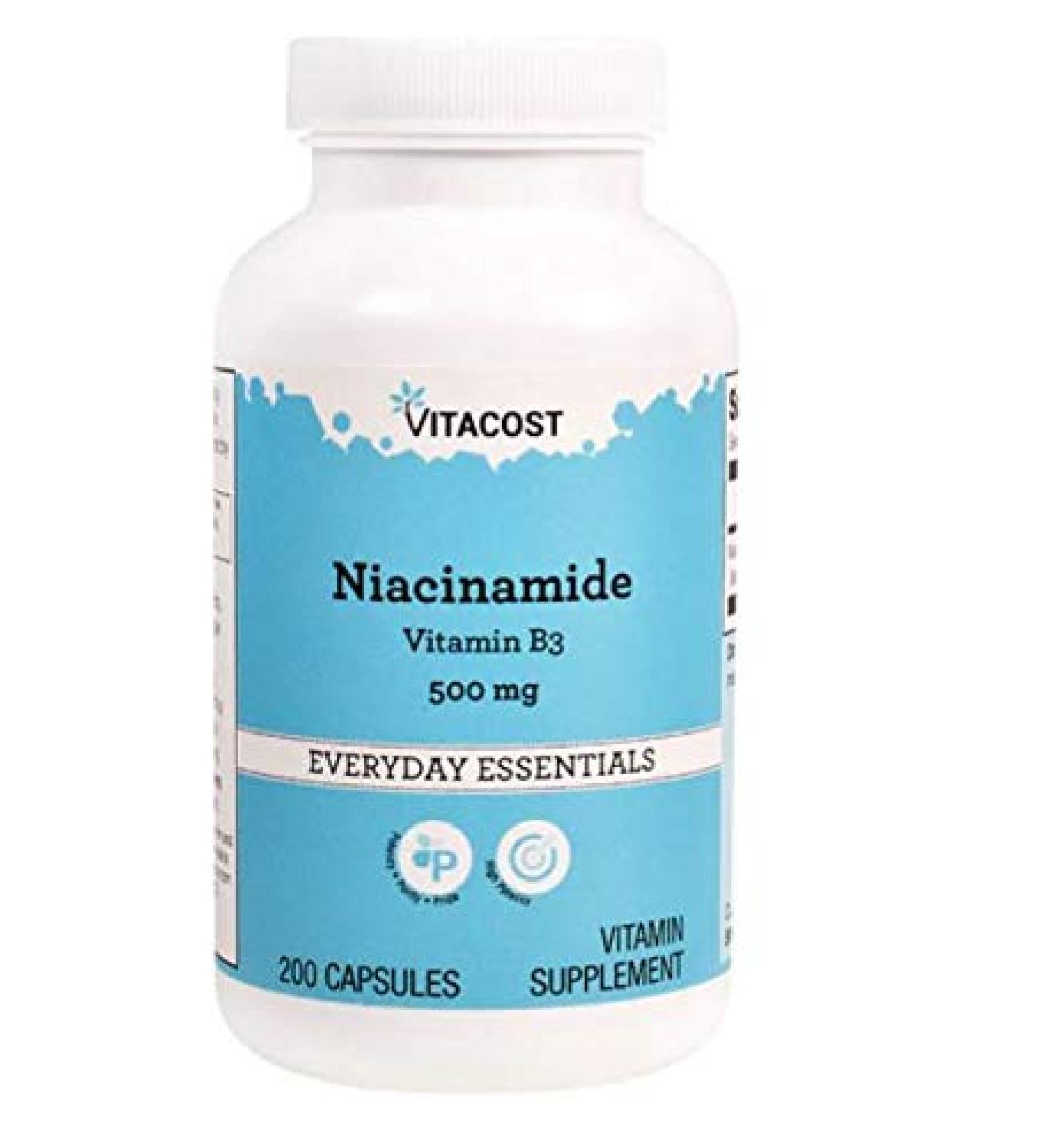 Vitacost Niacinamide (Vitamin B-3) - No Flush Niacin - 500 mg - 200 Capsules