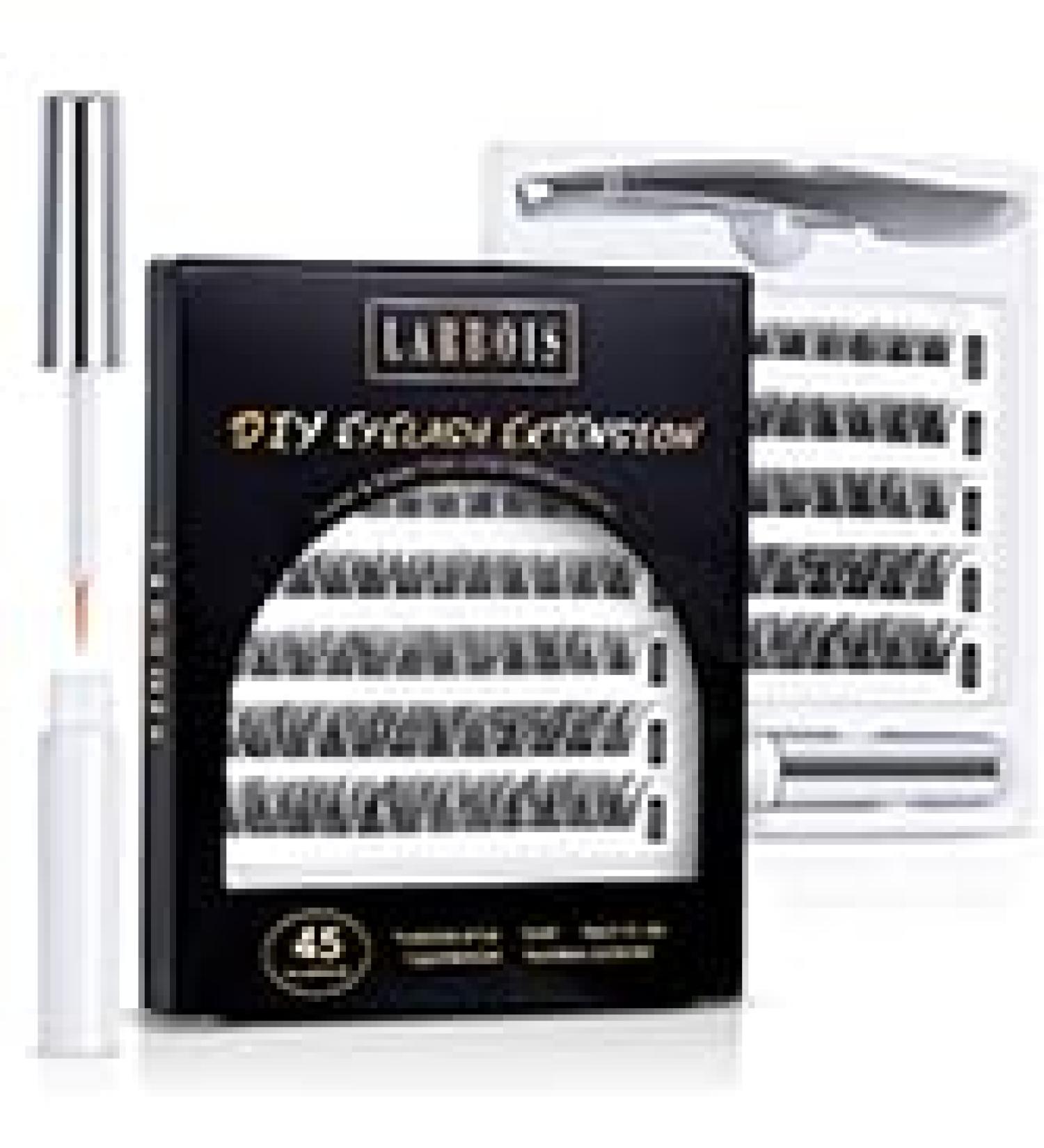 Larbois Individual Eyelashes with Clear Glue - 45 Clusters Kit, Natural Look, Reusable, Latex-Free, Russian Lashes - 10-16mm - Buy Online on GoSupps.com
