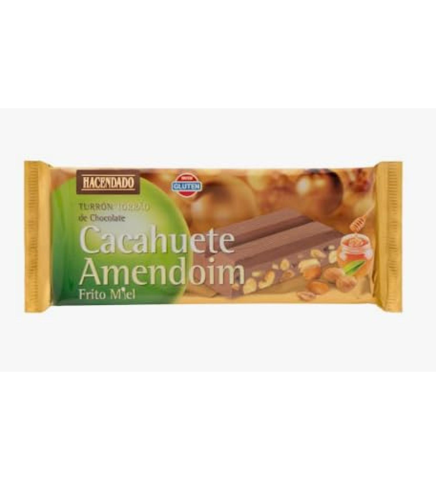 Nougat au chocolat et aux cacahu tes frites au miel Hacendado Tablette de 250 g pack de 6