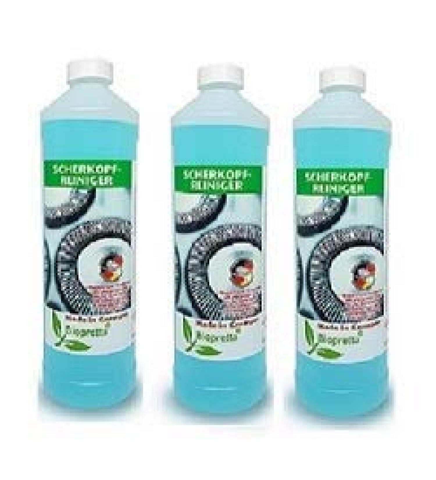 Biopretta Shaving Head Cleaner 3 x 1000ml Refill Fluid for Cleaning Cartridges