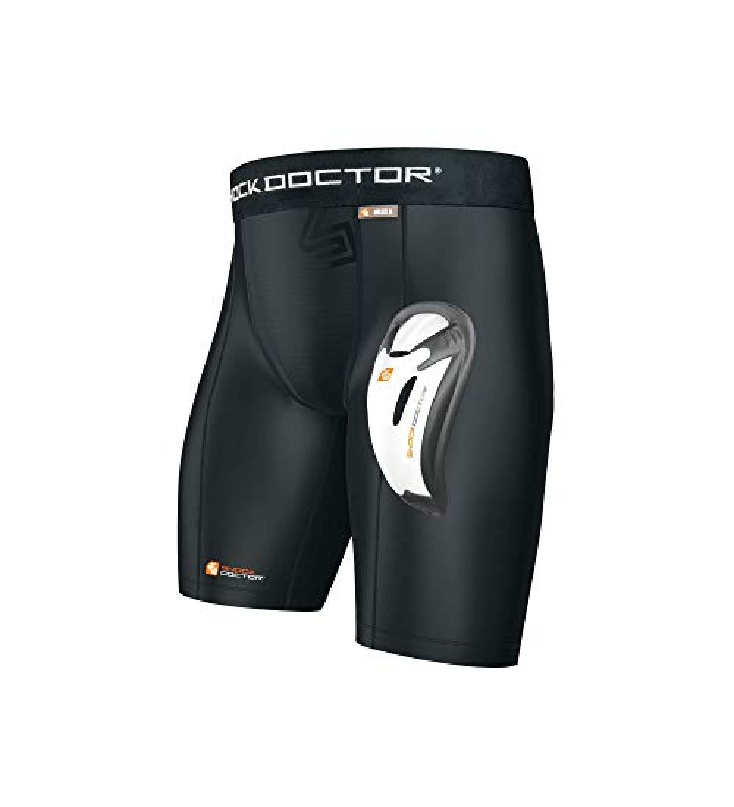 Shock Doctor Compression Shorts with Bio-Flex Cup | Moisture-Wicking Vented Protection | Youth & Adult Sizes (Large, Black) - Buy Online on GoSupps.com