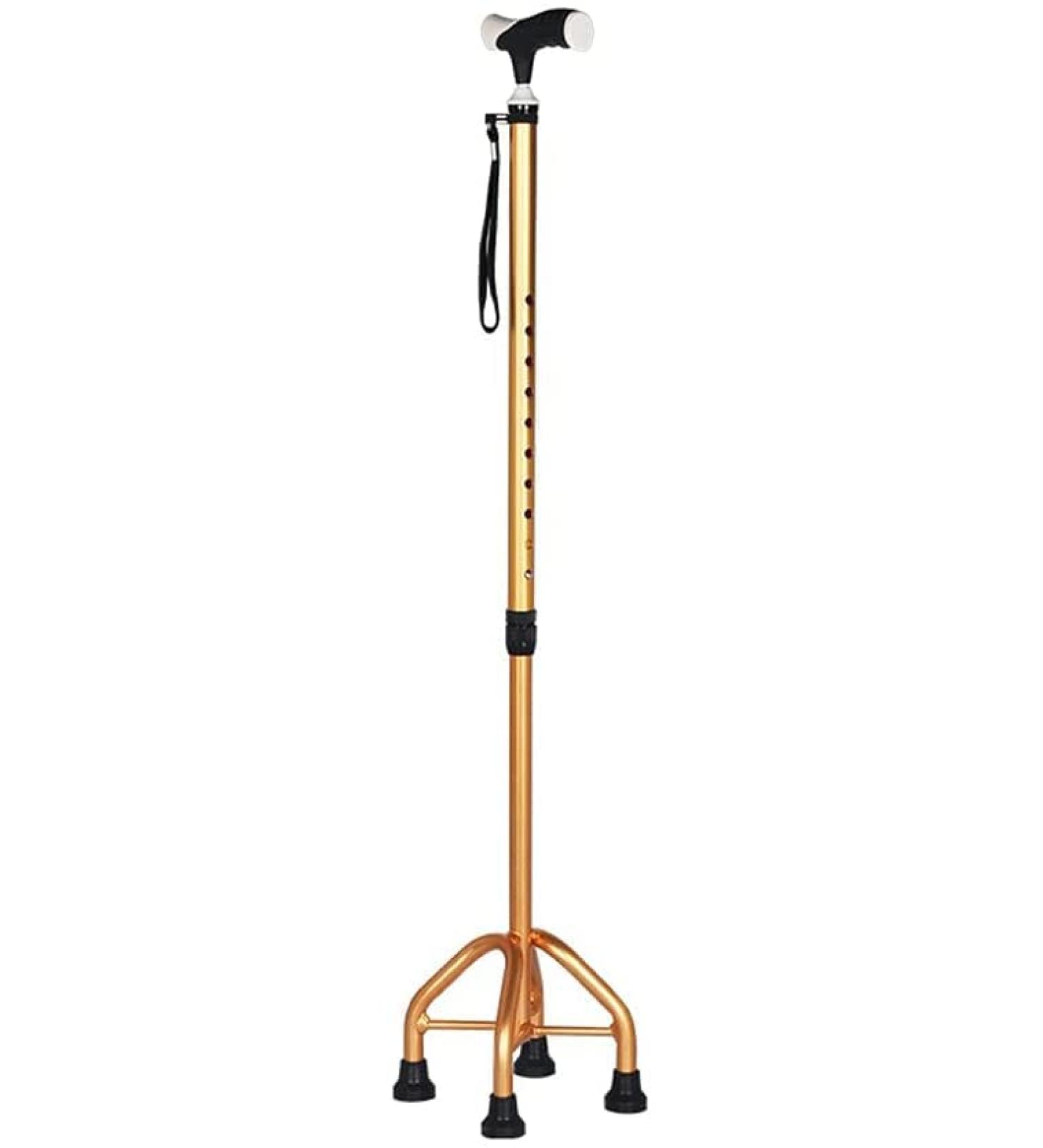 Old Man Crutch Telescopic Four Feet Walking Stick Small Square Cane Seniors Non-Slip Single-Turn Adjustable Disabled People Walker Present - Buy Online on GoSupps.com