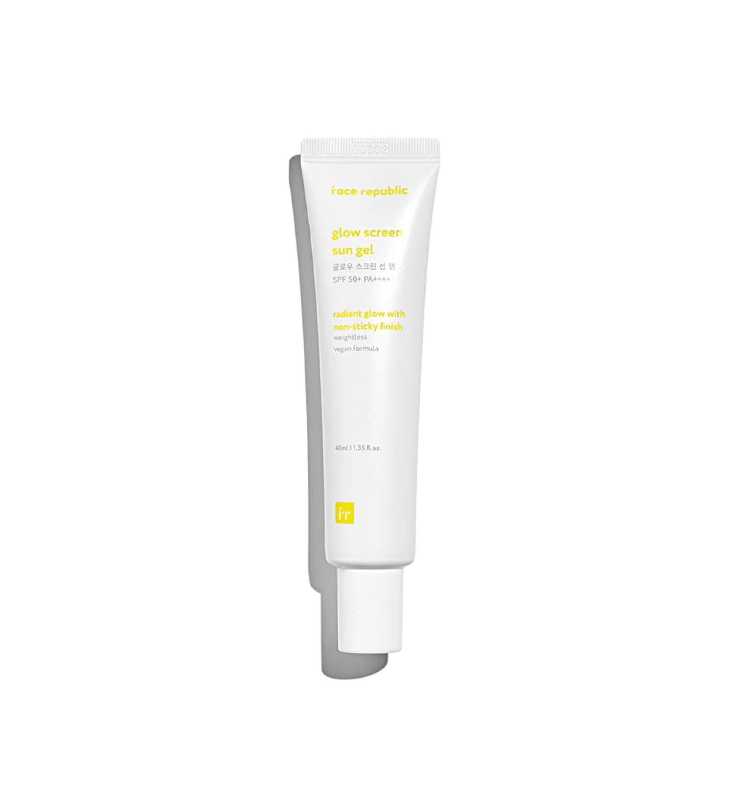Face Republic Glow Screen Sun Gel 40mL | SPF50+ PA++++ | Vegan Certified | Reef Safe | Radiant Glow | No White cast | Non-sticky | Cruelty-Free