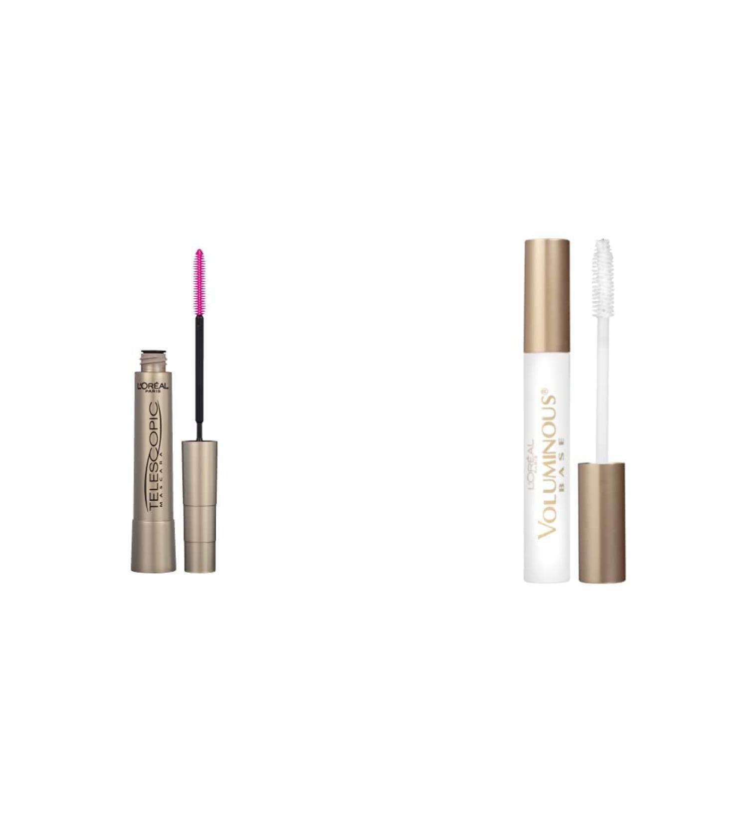 L'Oreal Paris Telescopic Lengthening Mascara & Voluminous Lash Boosting Primer Set - Blackest Black & White - 0.27 Fl Oz & 0.24 Fl Oz - Buy Online on GoSupps.com