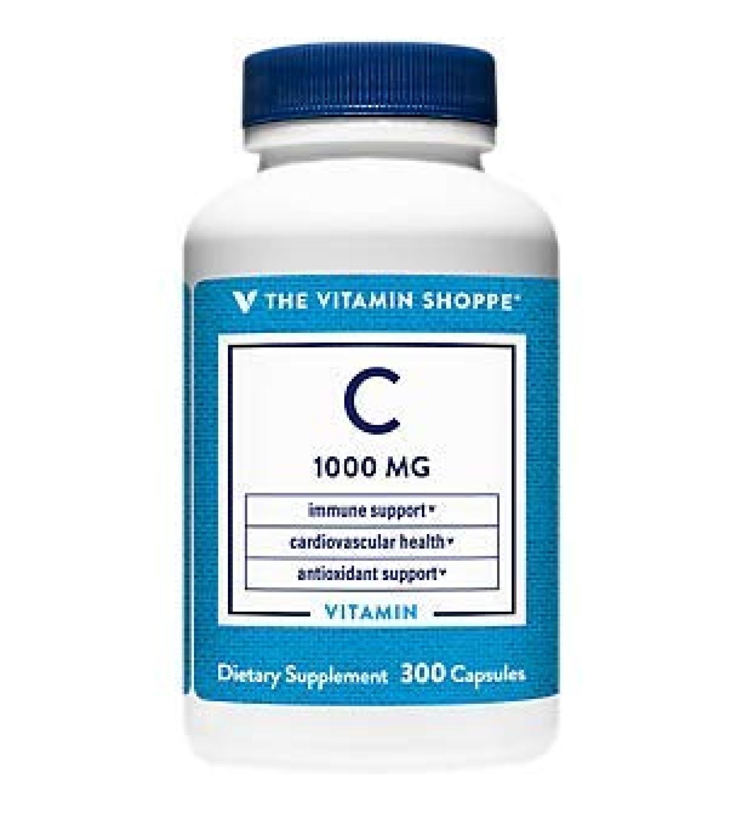 Vitamin Shoppe Vitamin C 1000mg Antioxidant for Immune & Cardiovascular Health - 300 Capsules - Buy Online on GoSupps.com