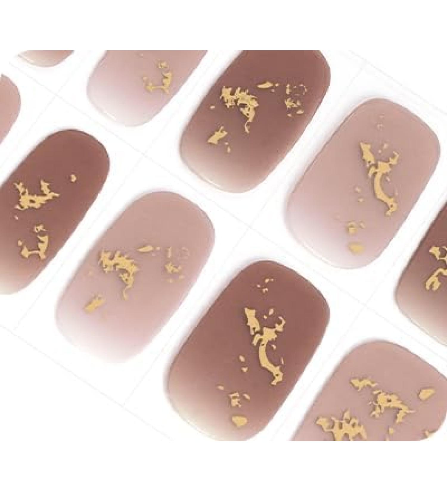 Danni & Toni Half-Hardened Gel Nail Foils - Flying Clouds | Earth Colors Gold Glitter & Glossy Finish | Self-Adhesive Nail Sticker Wraps (28 Pack) - Buy Online on GoSupps.com