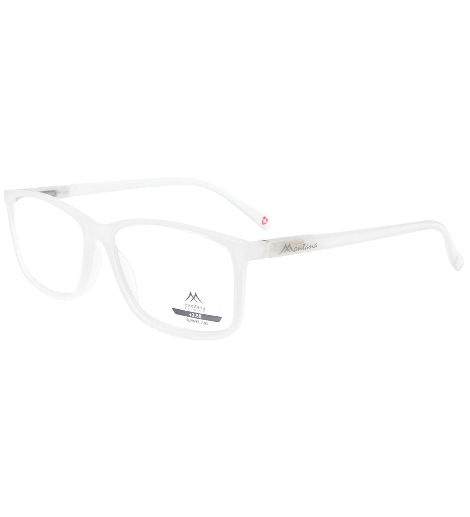Montana Eyewear Stylish reading glasses / aid MR62 with spring hinge made of plastic in white gloss + 2.50 dpt