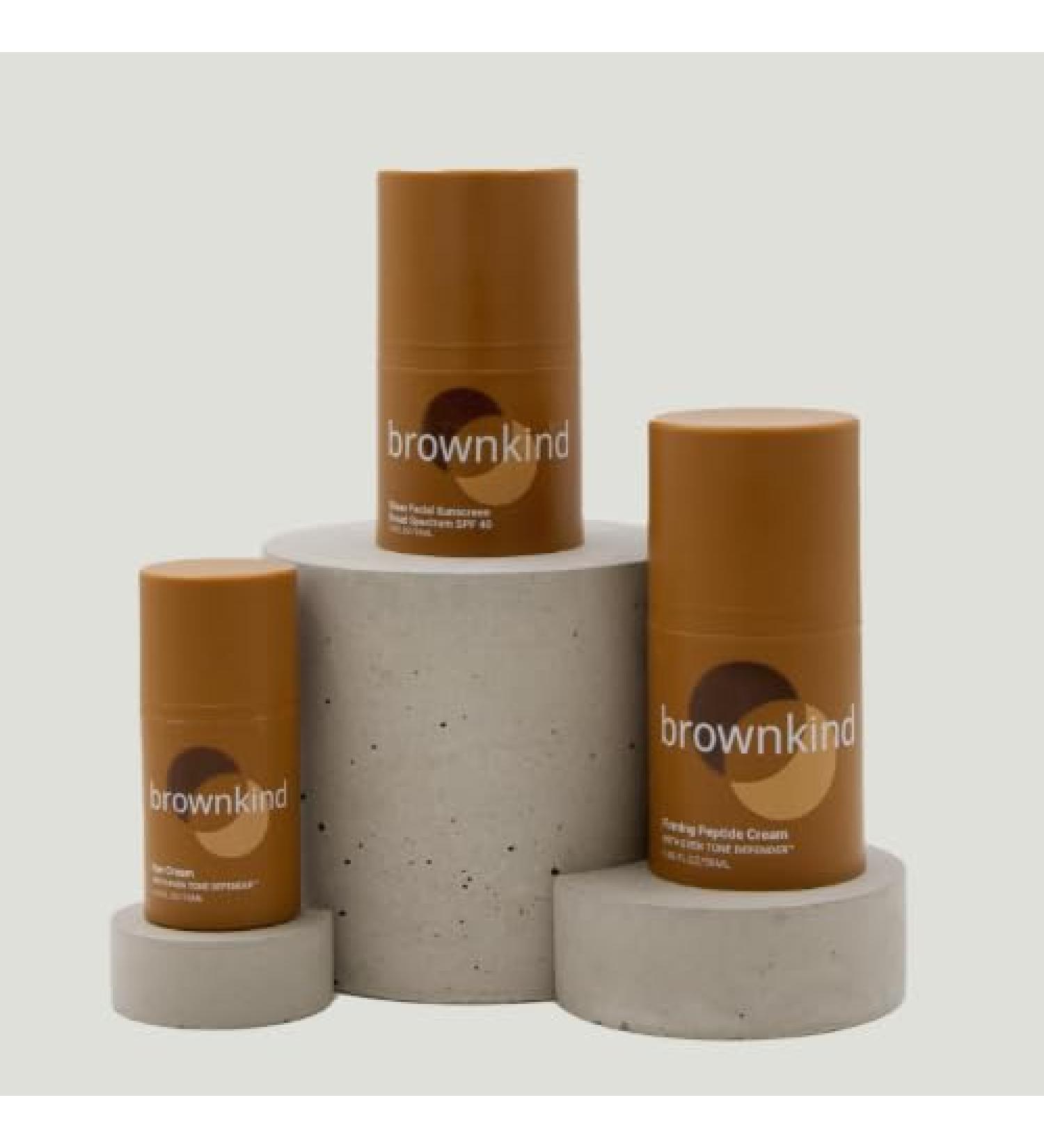 brownkind Age-Defy Essentials Anti-Aging Skincare Bundle 3-Step Even Tone Routine for Melanin-Rich Skin (Darker Skin Tones) Includes Eye Cream Firming Peptide Cream & SPF 40 Sunscreen