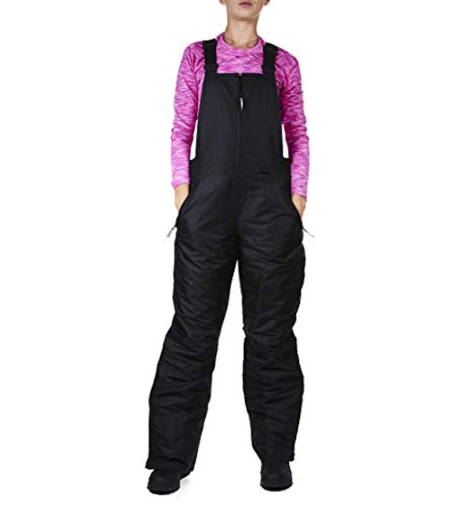 Arctic Quest Women's Insulated Ski Snow Bib Pants - Black, Large - Buy Online on GoSupps.com
